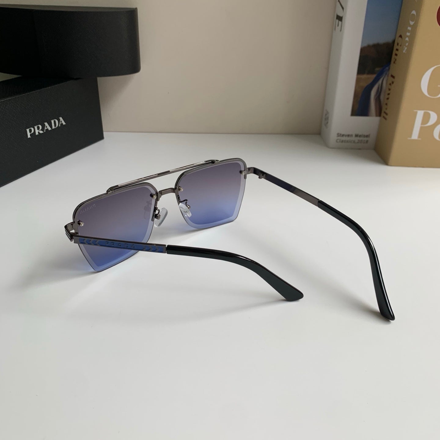 Prada Metal Fashion Silver Lens Sunglasses for Men & Women - 372143 - detail image 8