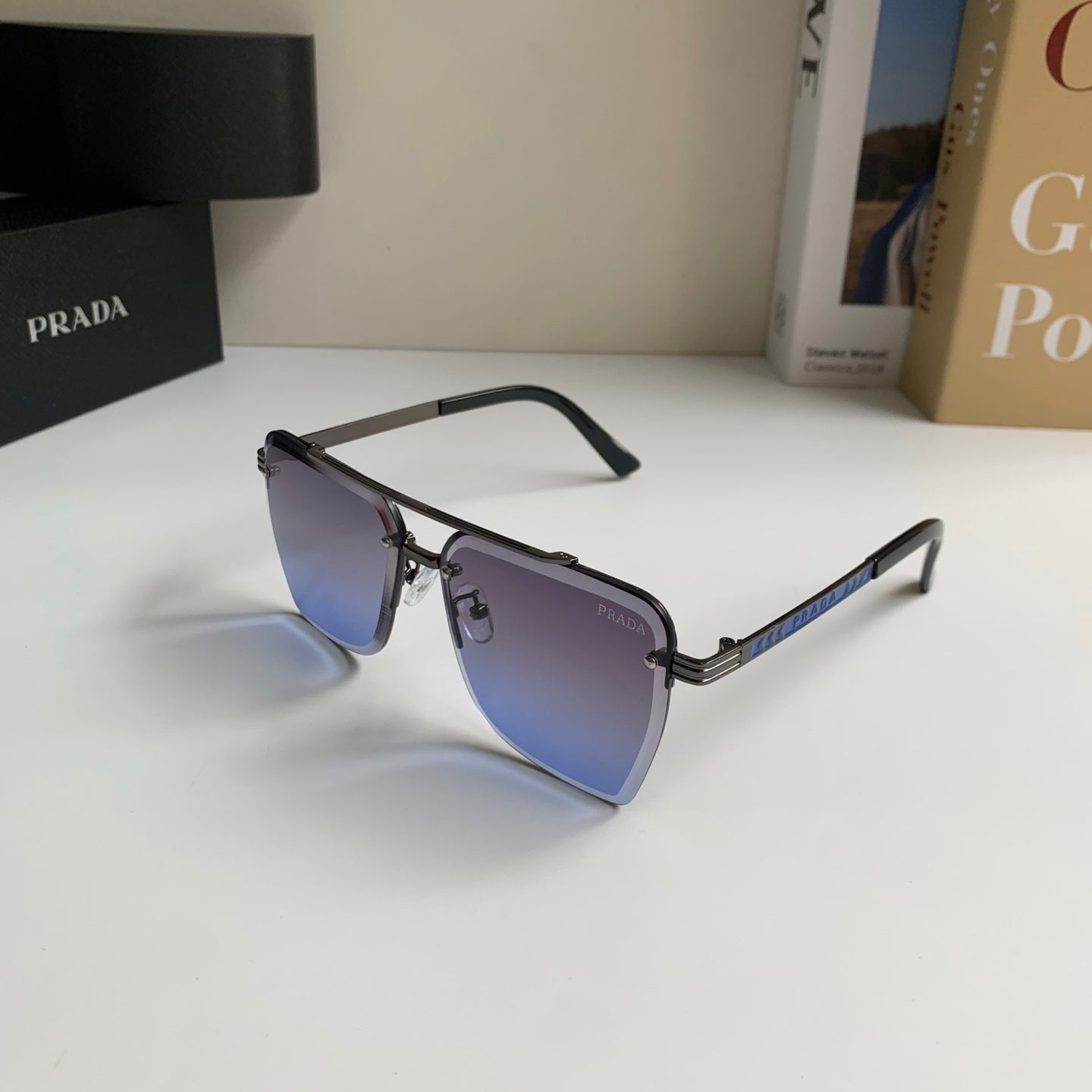 Prada Metal Fashion Silver Lens Sunglasses for Men & Women - 372143 - detail image 2