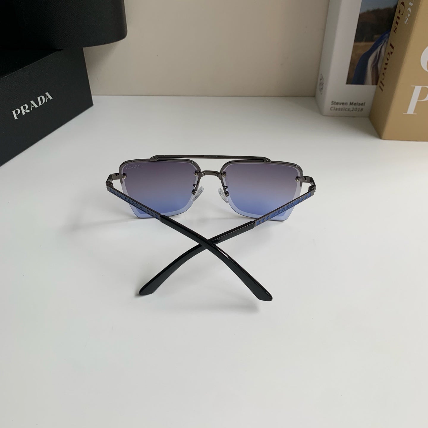 Prada Metal Fashion Silver Lens Sunglasses for Men & Women - 372143 - detail image 7