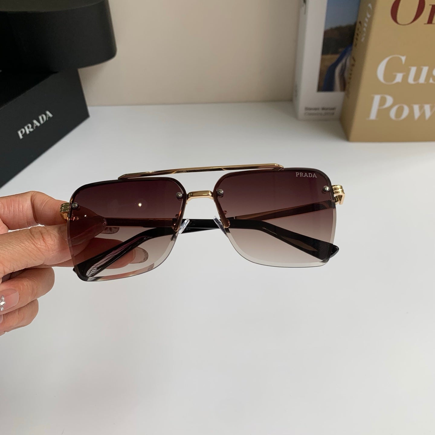 Prada Metal Fashion Silver Lens Sunglasses for Men & Women - 372144 - detail image 3
