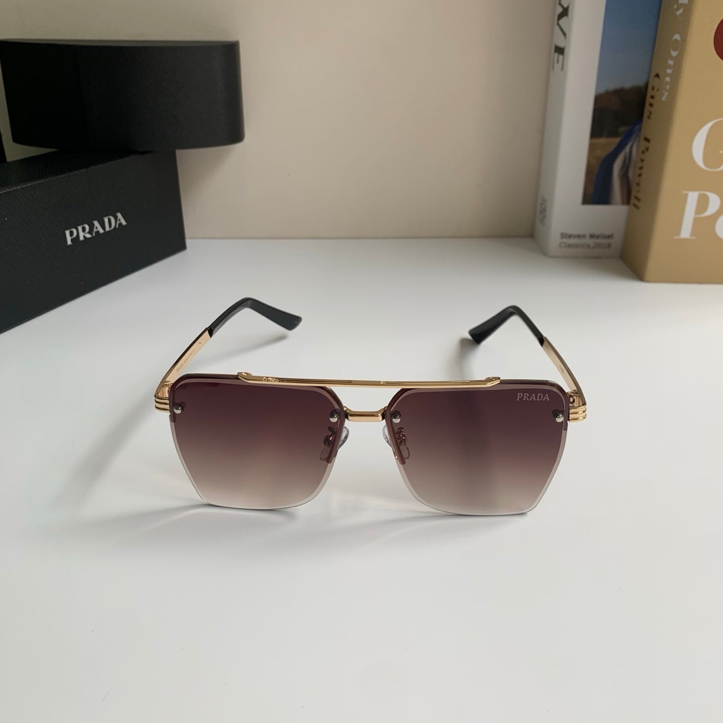 Prada Metal Fashion Silver Lens Sunglasses for Men & Women - 372144 - detail image 4