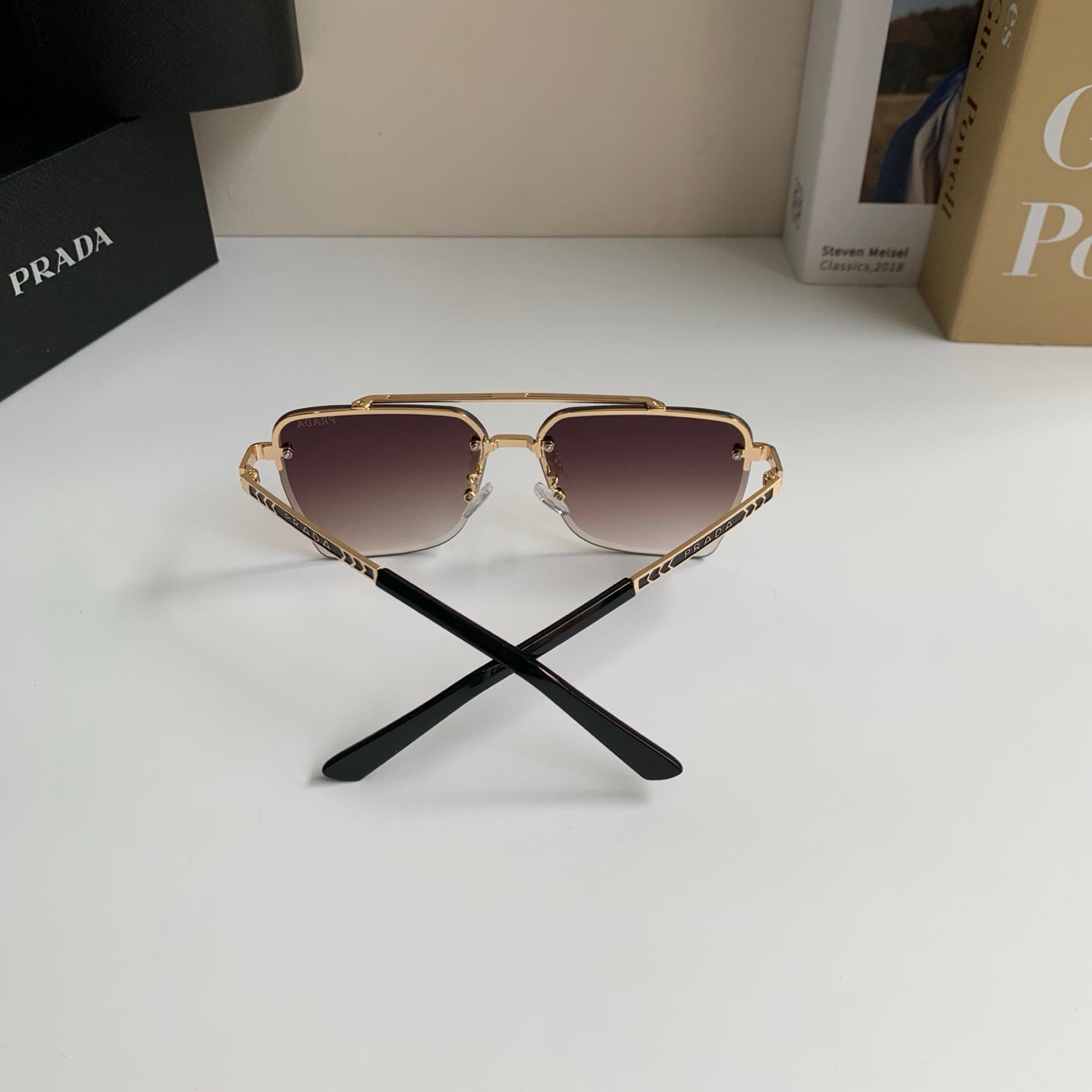 Prada Metal Fashion Silver Lens Sunglasses for Men & Women - 372144 - detail image 8