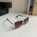 Prada Metal Fashion Silver Lens Sunglasses for Men & Women - 372144