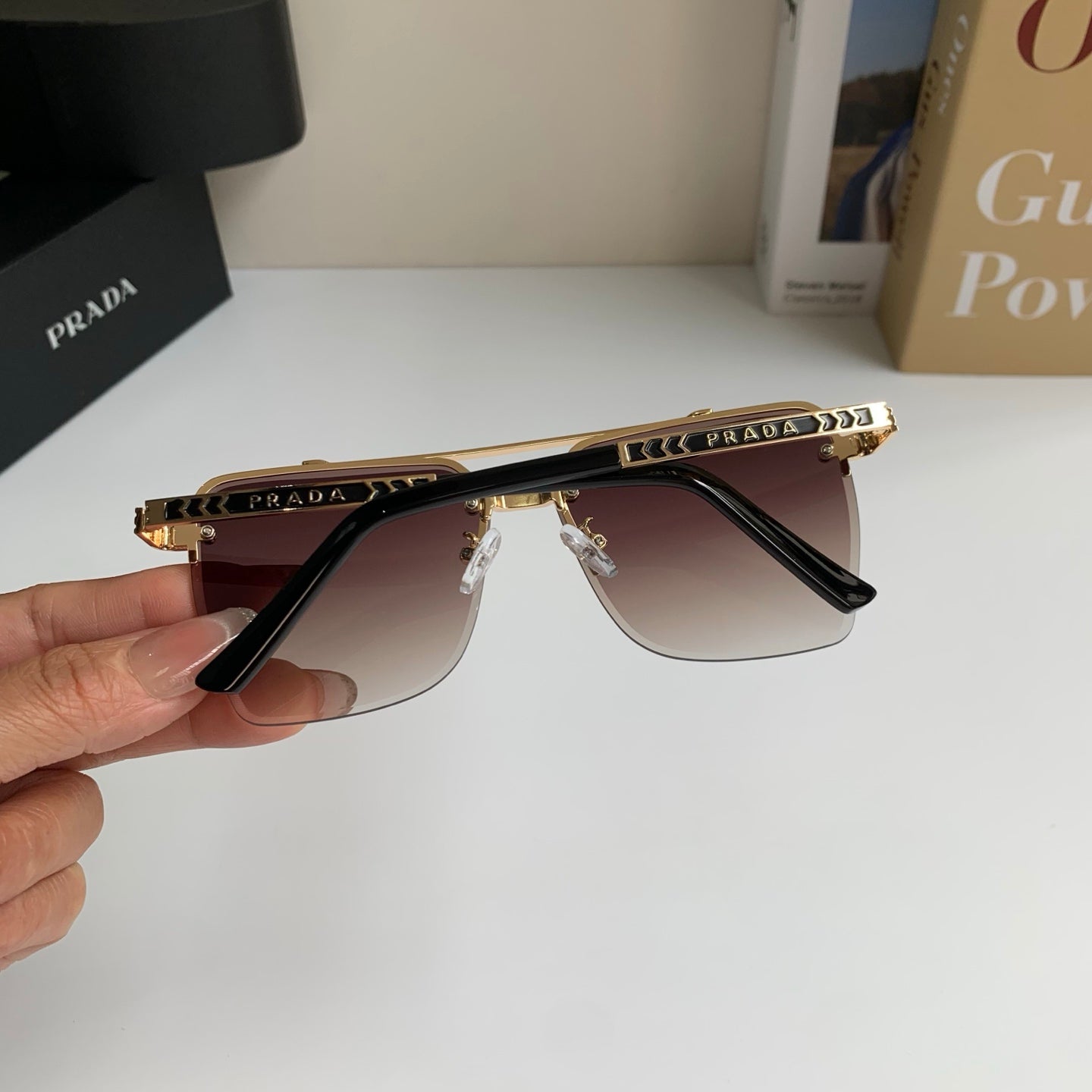 Prada Metal Fashion Silver Lens Sunglasses for Men & Women - 372144 - detail image 6