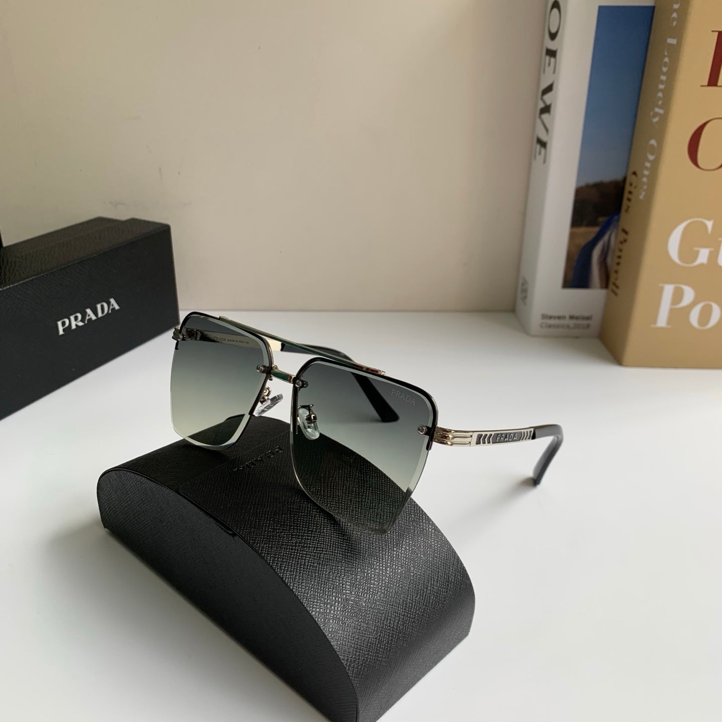 Prada Metal Fashion Silver Lens Sunglasses for Men & Women - 372145 - detail image 5