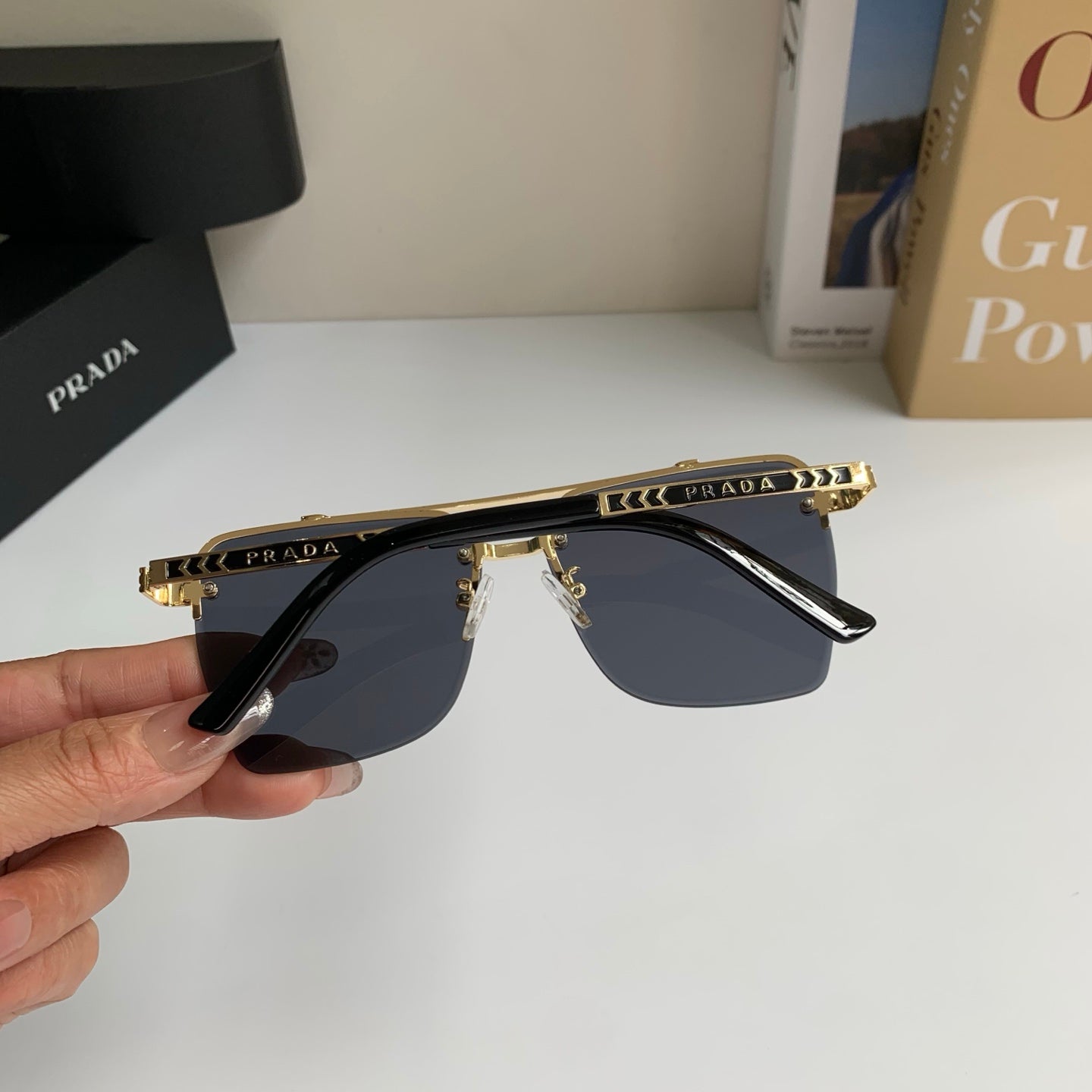 Prada Metal Fashion Silver Lens Sunglasses for Men & Women - 372146 - detail image 7