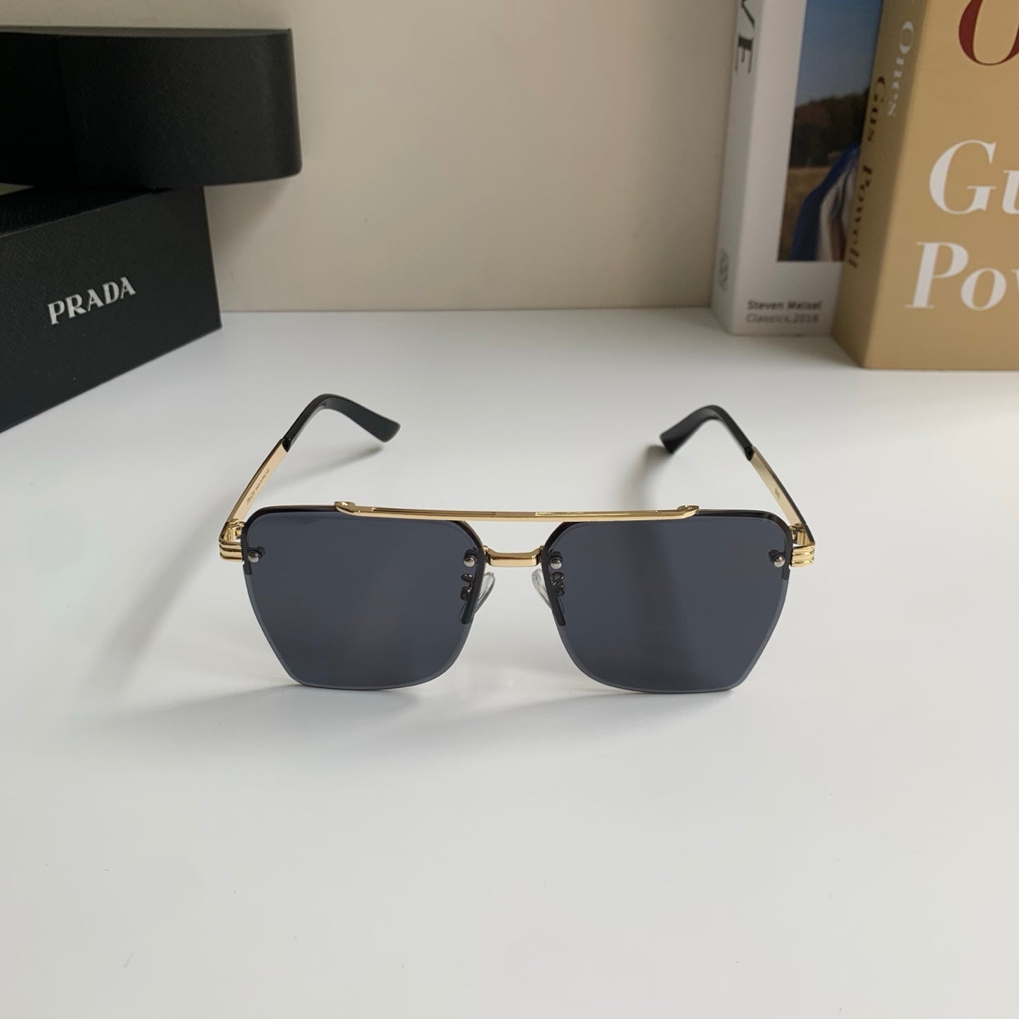 Prada Metal Fashion Silver Lens Sunglasses for Men & Women - 372146 - detail image 3