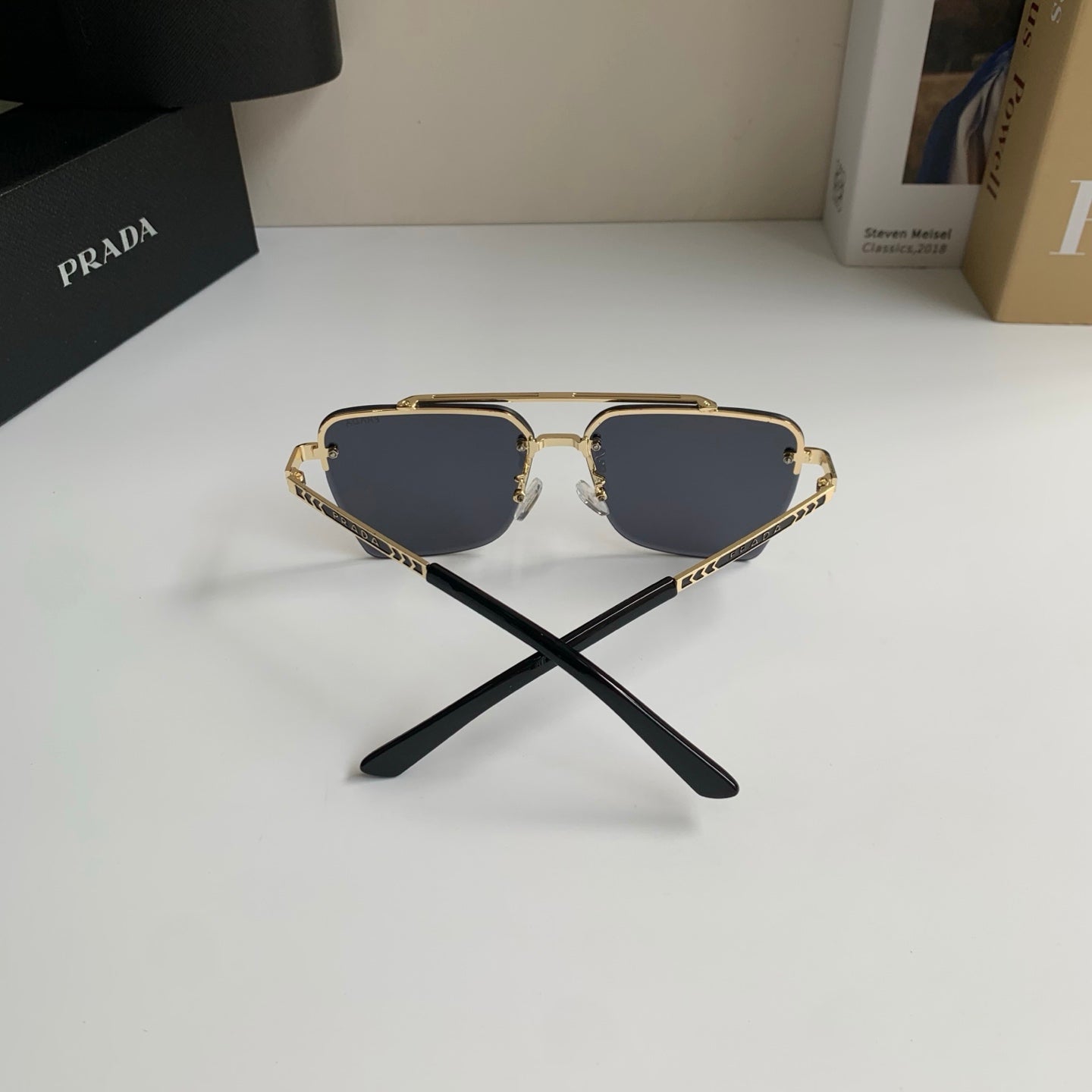 Prada Metal Fashion Silver Lens Sunglasses for Men & Women - 372146 - detail image 6