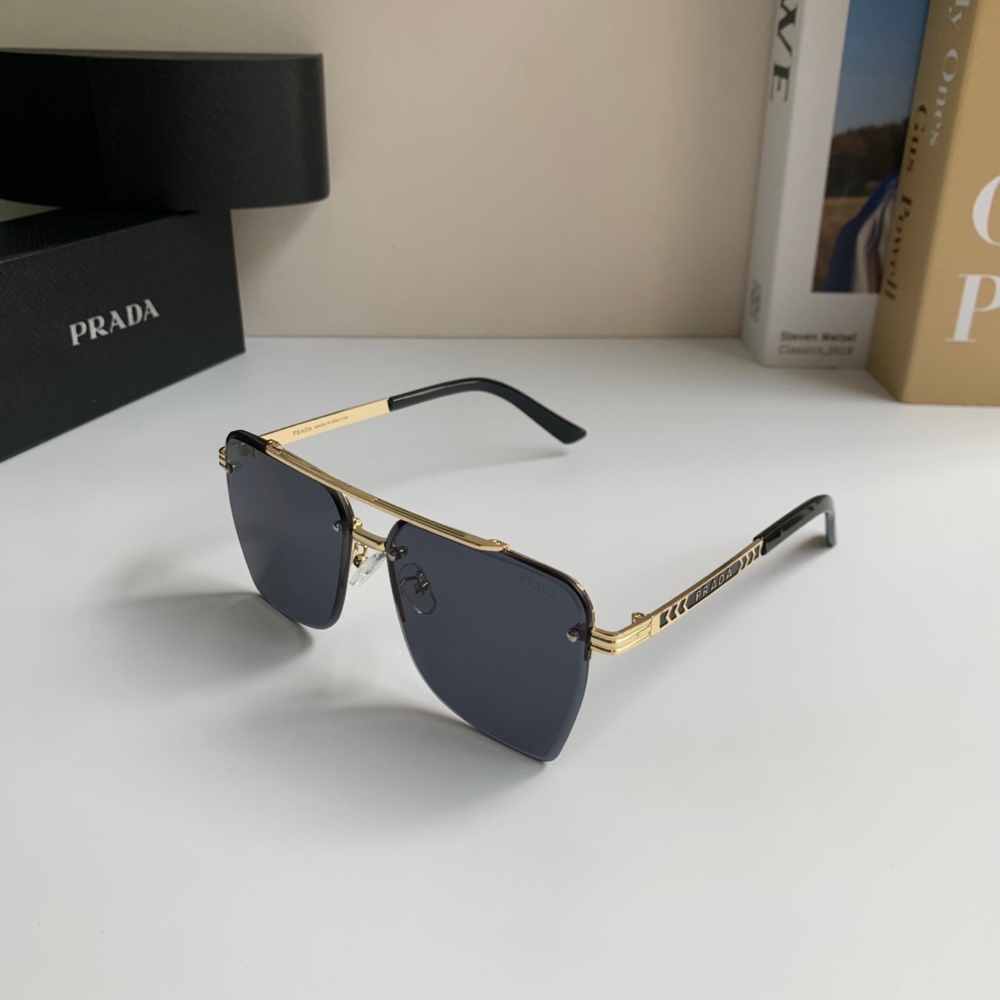 Prada Metal Fashion Silver Lens Sunglasses for Men & Women - 372146 - detail image 2
