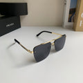 Prada Metal Fashion Silver Lens Sunglasses for Men & Women - 372146