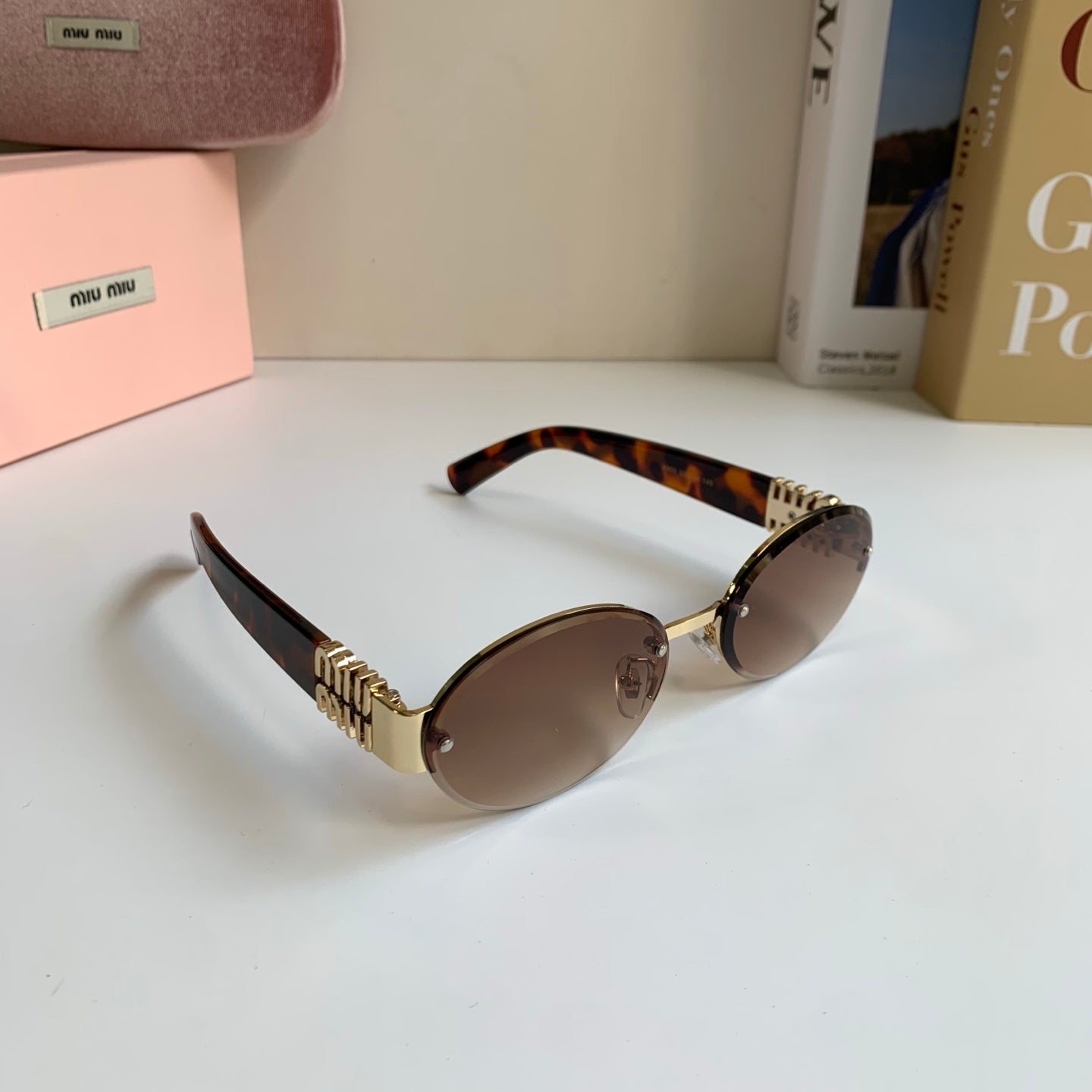 Miu Miu Round Brown Lens Sunglasses for Men & Women - 466172