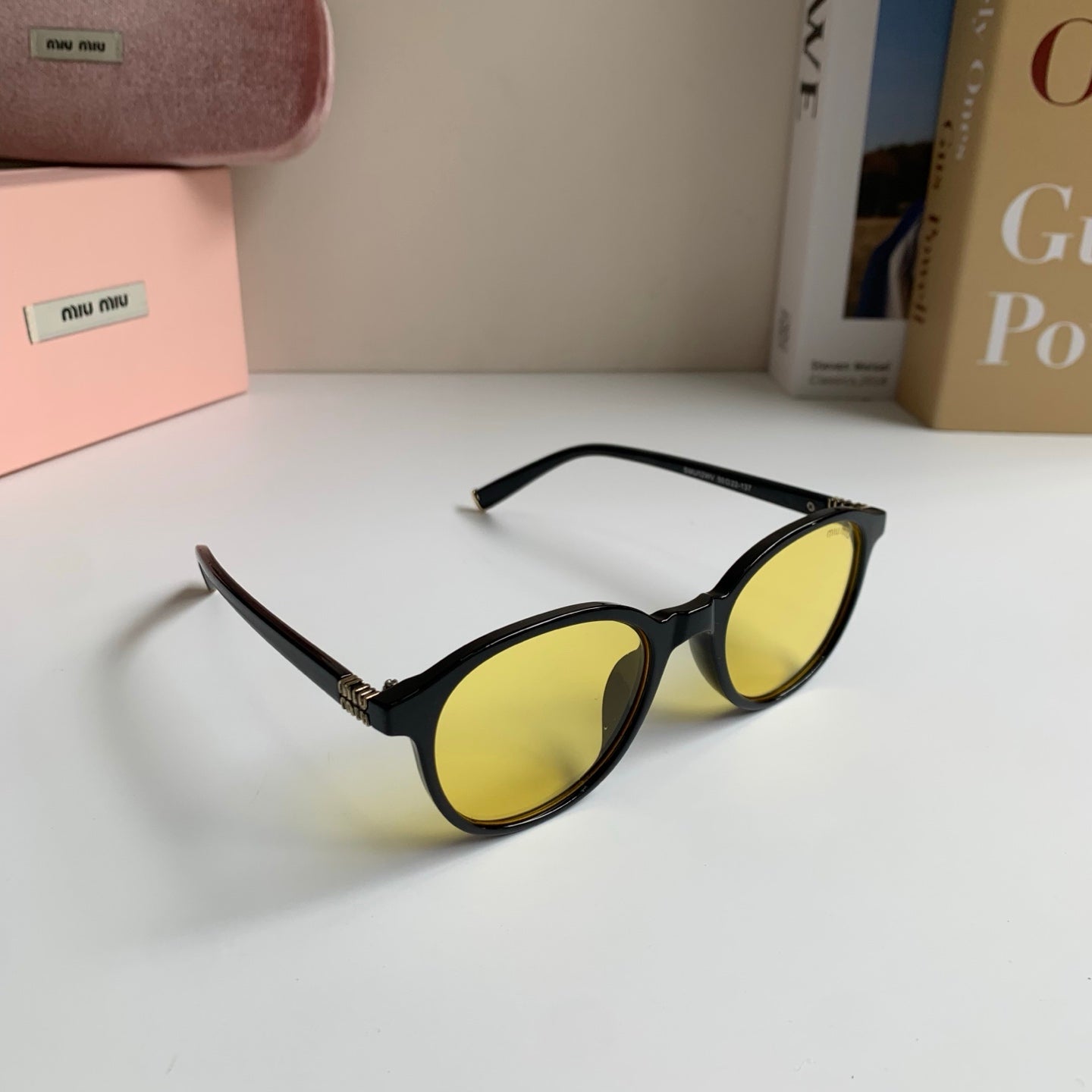 Miu Miu Blue-Light Fashion Gold Lens Sunglasses for Men & Women