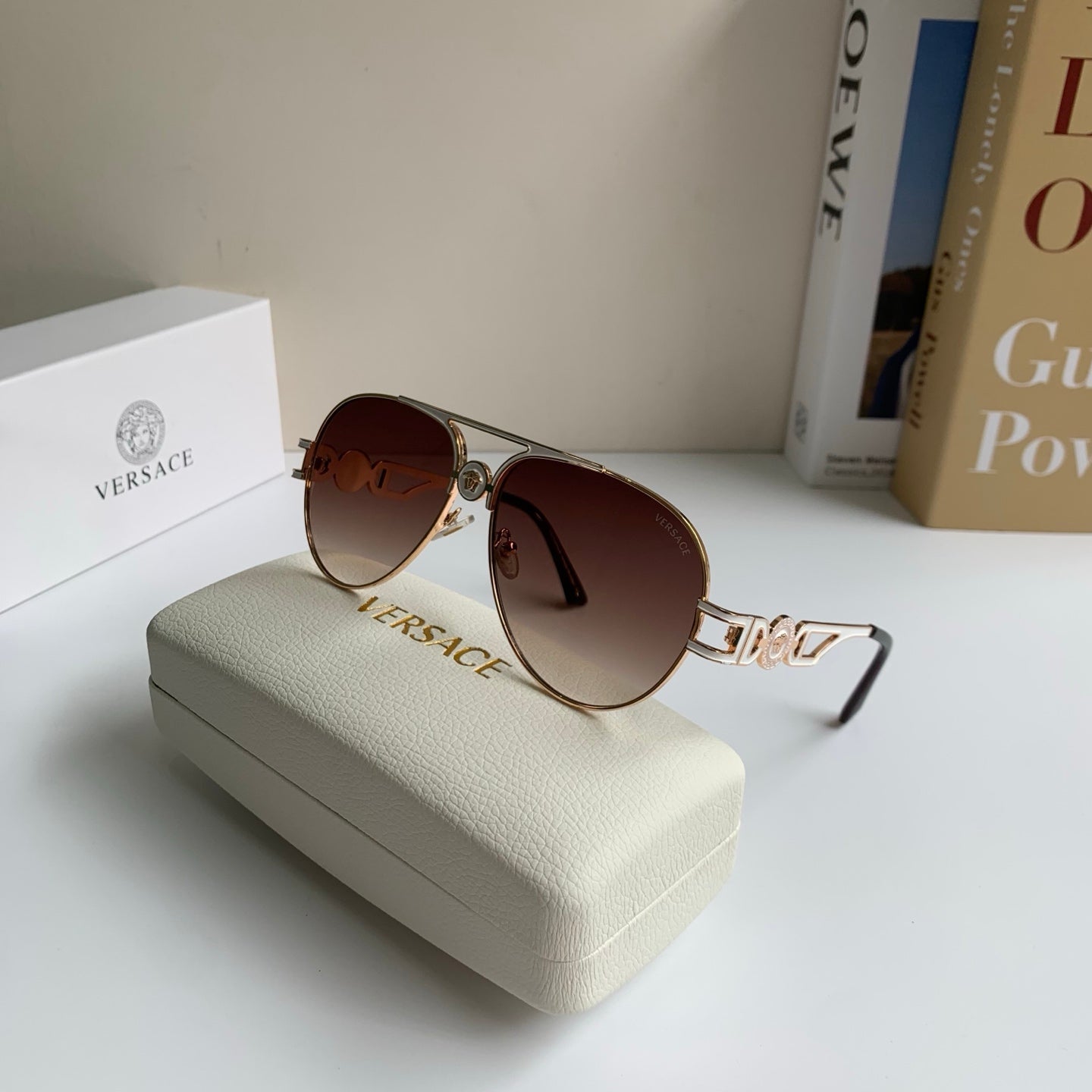 Versace Aviator Red Lens Sunglasses for Men & Women - detail image 5