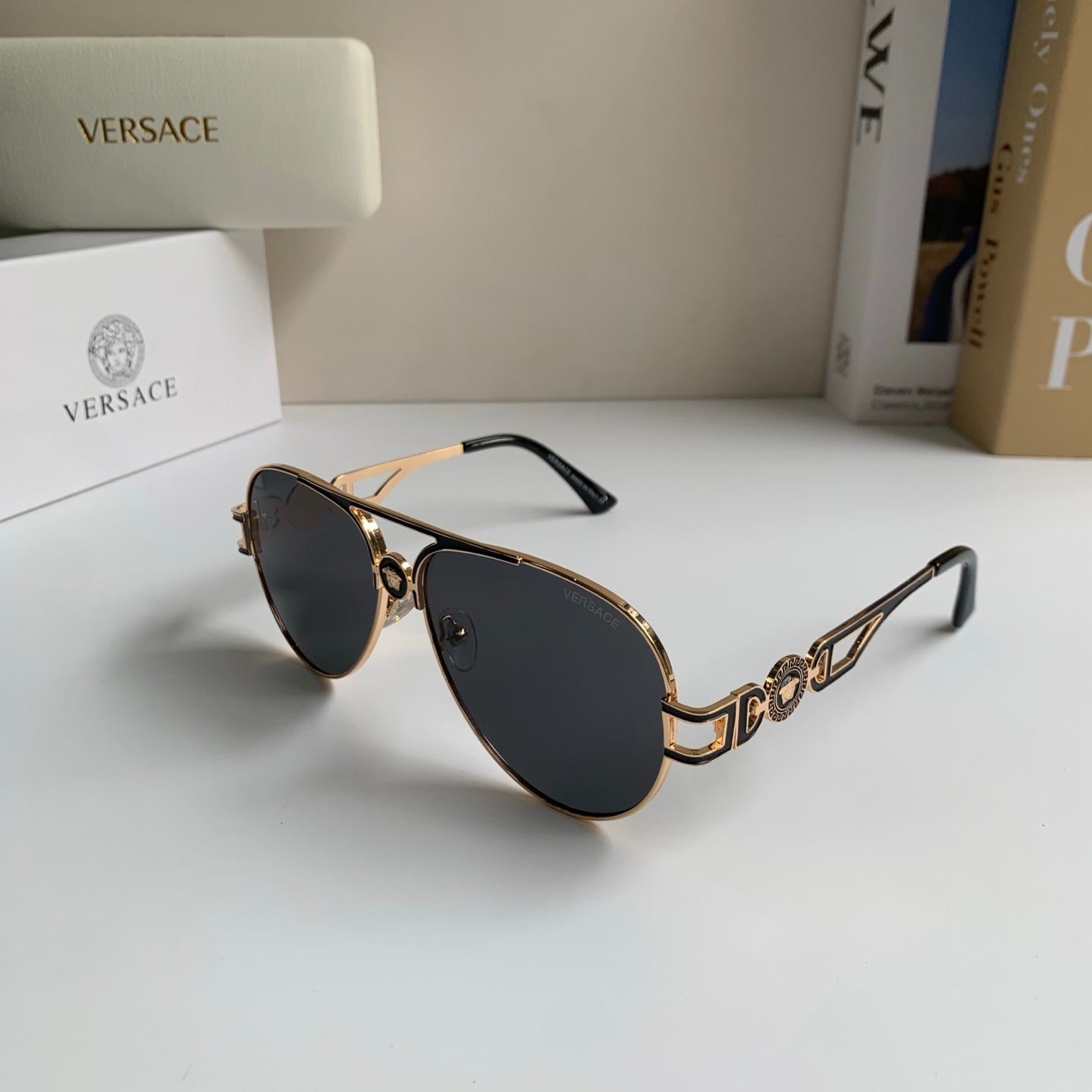 Versace Aviator Silver Lens Sunglasses for Men & Women - detail image 2