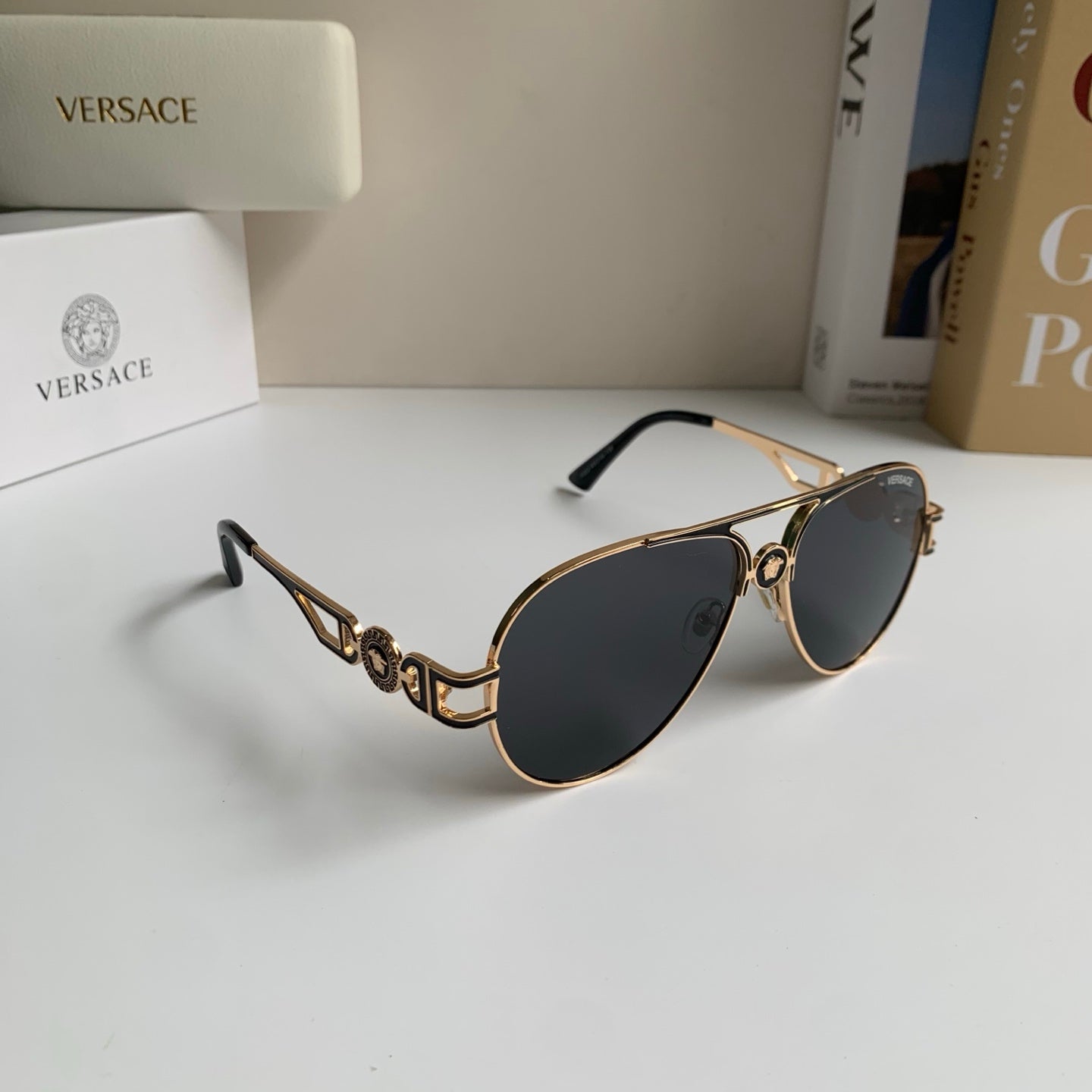 Versace Aviator Silver Lens Sunglasses for Men & Women