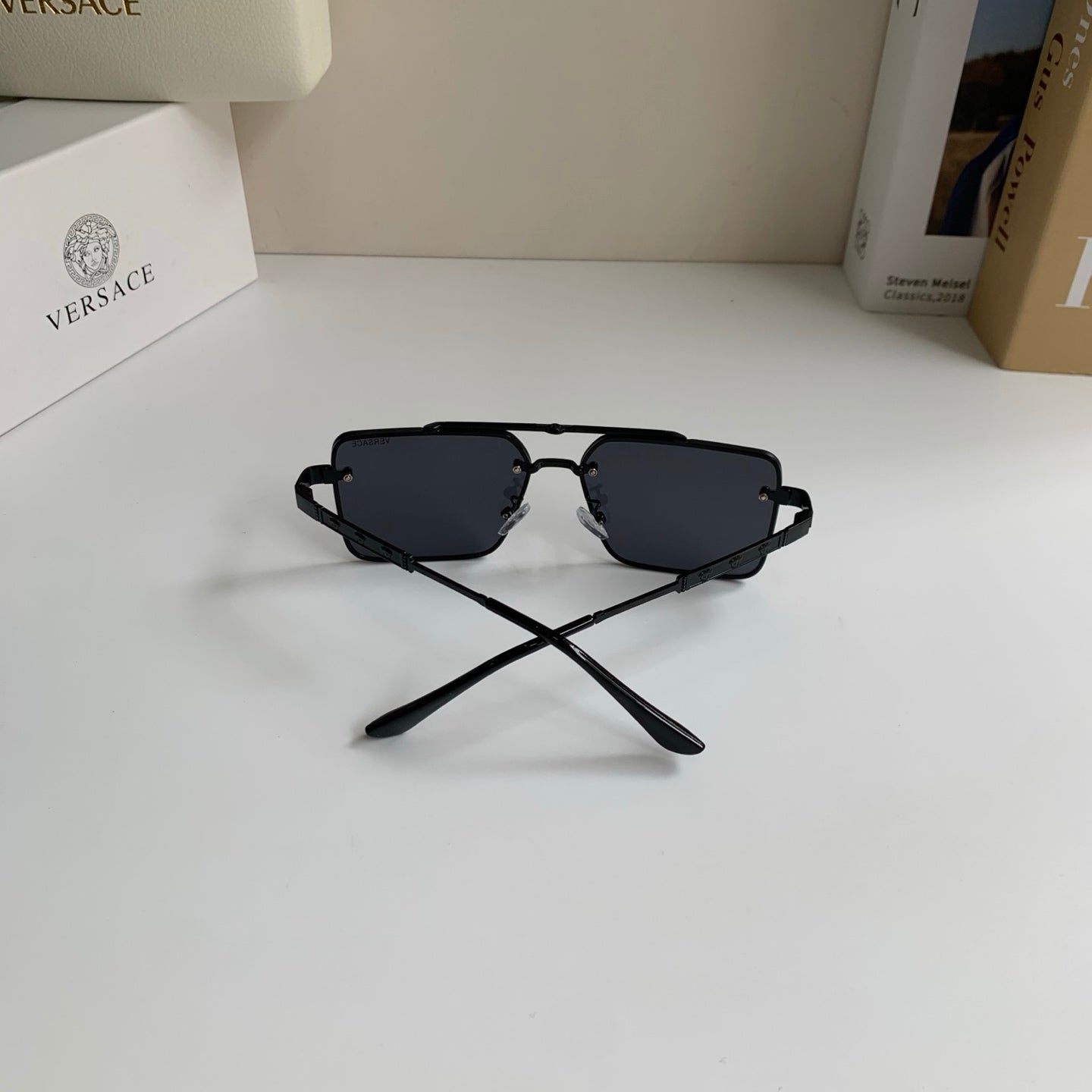 Versace Polarized Metal Square Silver Lens Sunglasses for Men & Women - 432803 - detail image 8