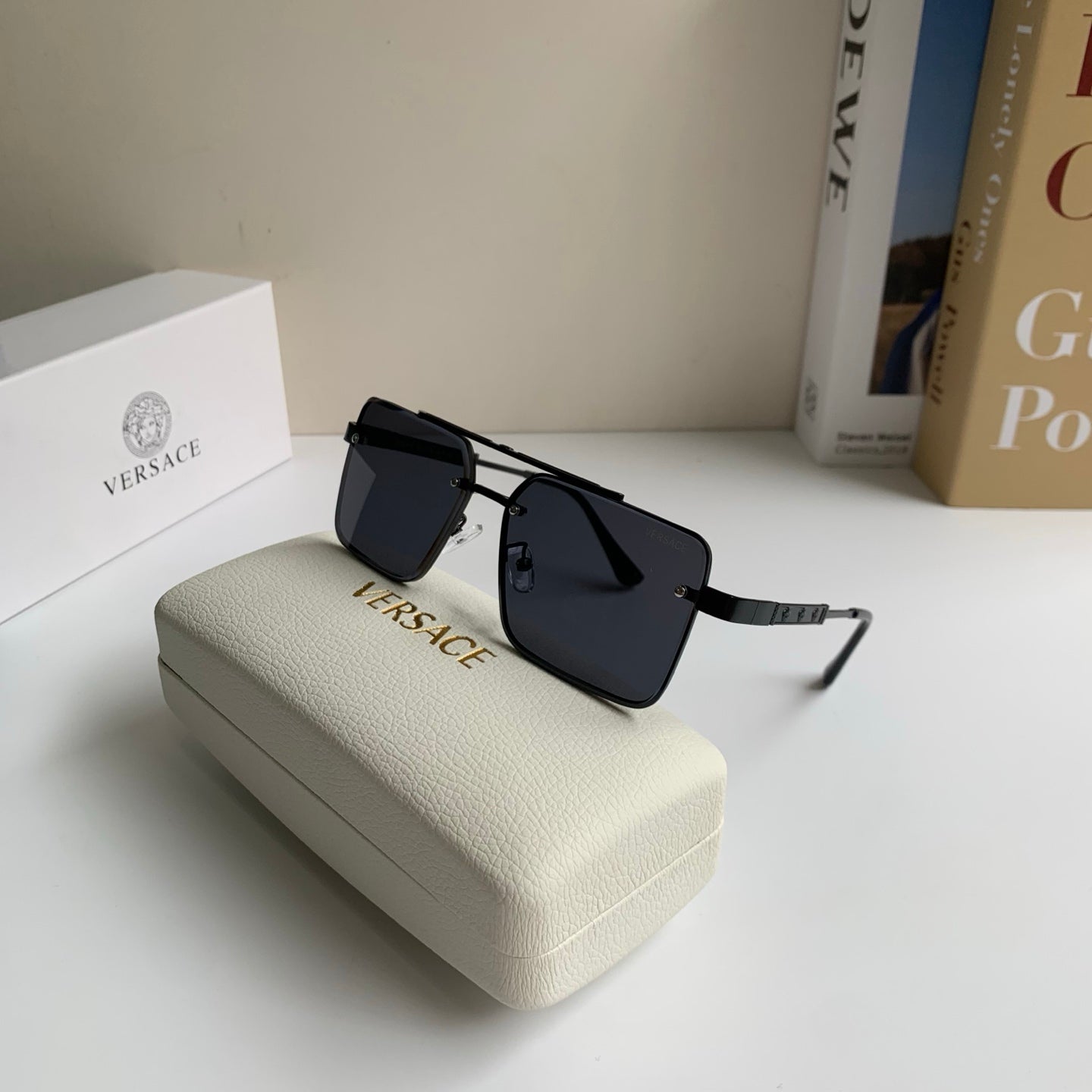 Versace Polarized Metal Square Silver Lens Sunglasses for Men & Women - 432803 - detail image 5