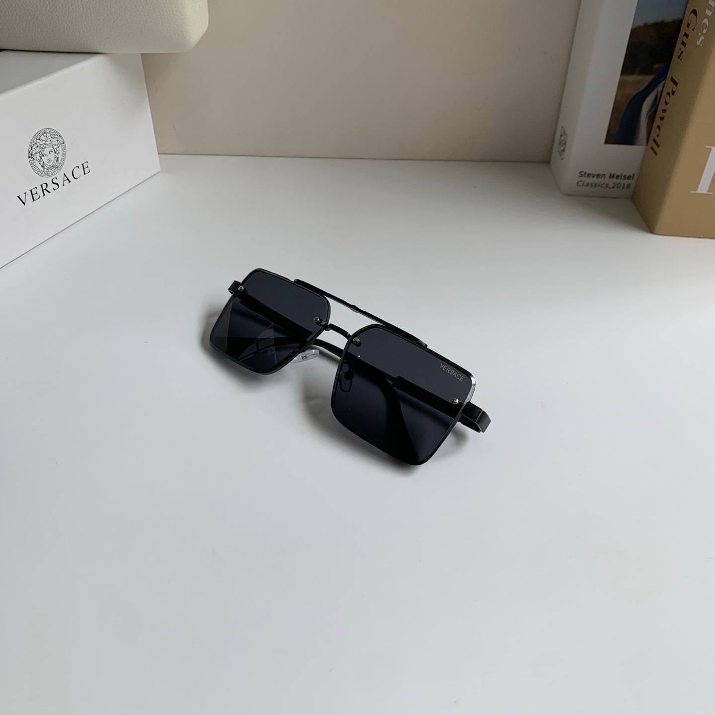 Versace Polarized Metal Square Silver Lens Sunglasses for Men & Women - 432803 - detail image 4