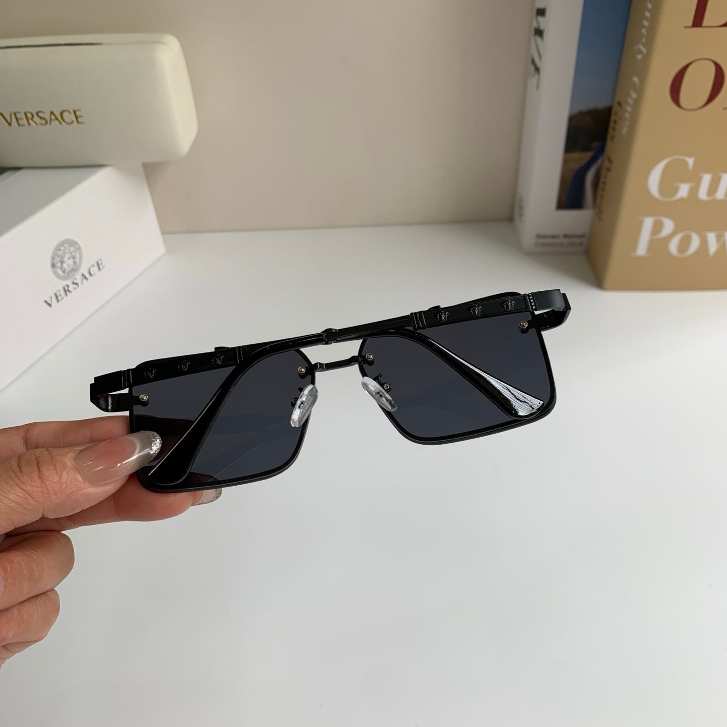 Versace Polarized Metal Square Silver Lens Sunglasses for Men & Women - 432803 - detail image 6