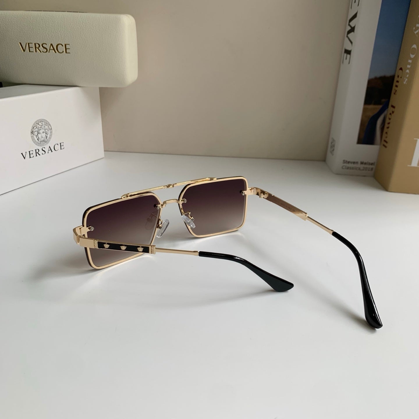 Versace Polarized Metal Square Silver Lens Sunglasses for Men & Women - 432804 - detail image 7