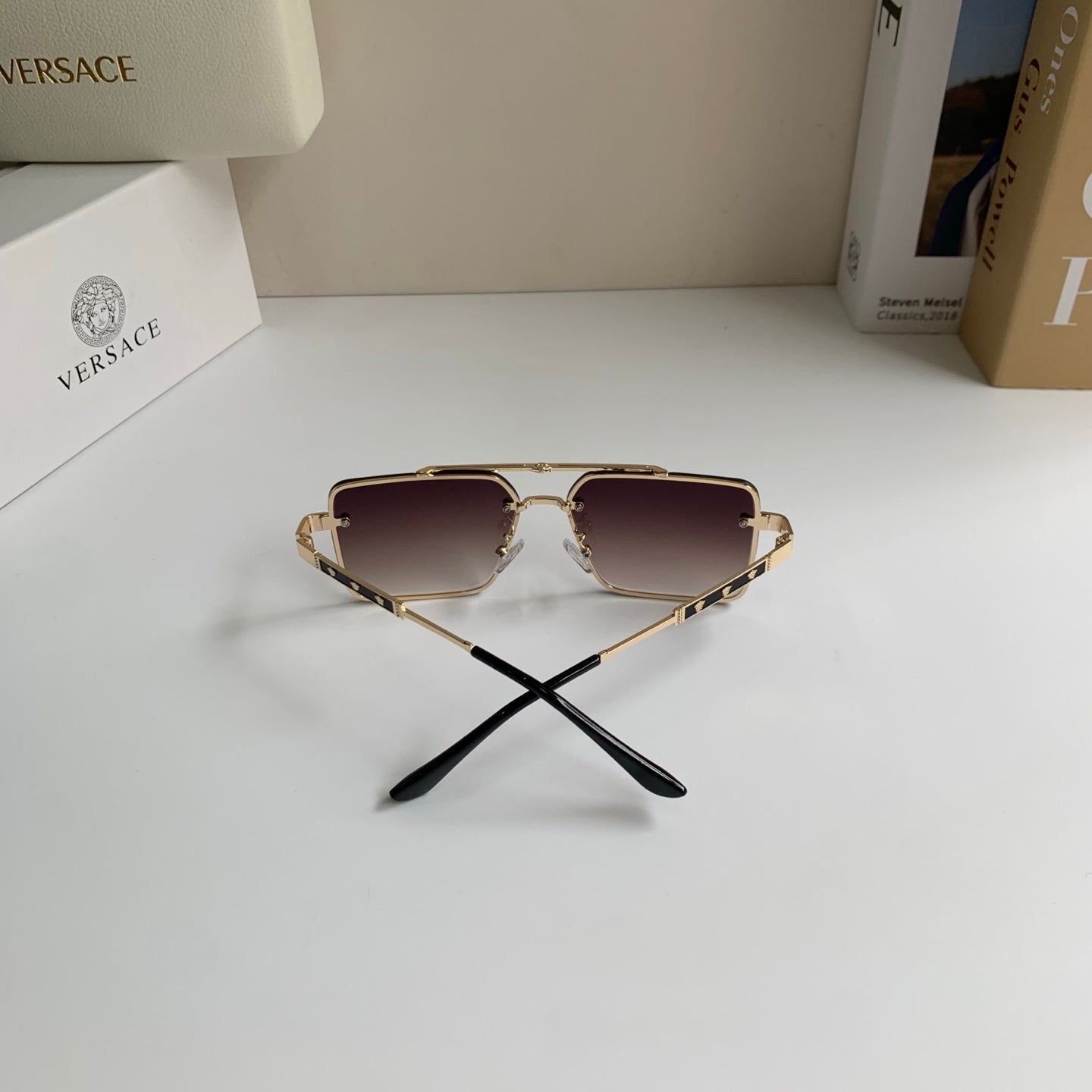 Versace Polarized Metal Square Silver Lens Sunglasses for Men & Women - 432804 - detail image 9