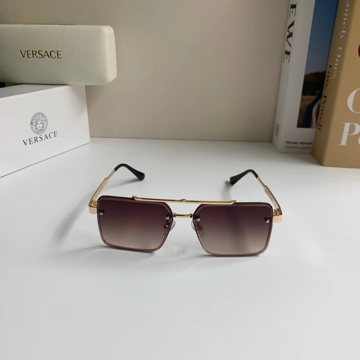 Versace Polarized Metal Square Silver Lens Sunglasses for Men & Women - 432804 - detail image 3
