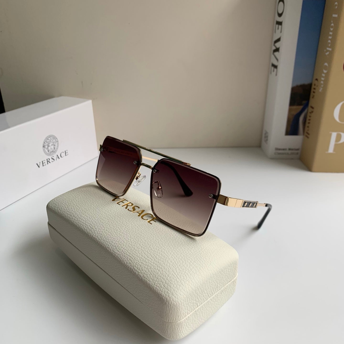 Versace Polarized Metal Square Silver Lens Sunglasses for Men & Women - 432804 - detail image 4