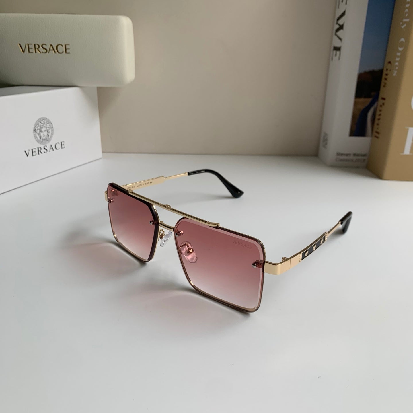 Versace Polarized Metal Square Silver Lens Sunglasses for Men & Women - 432805 - detail image 2