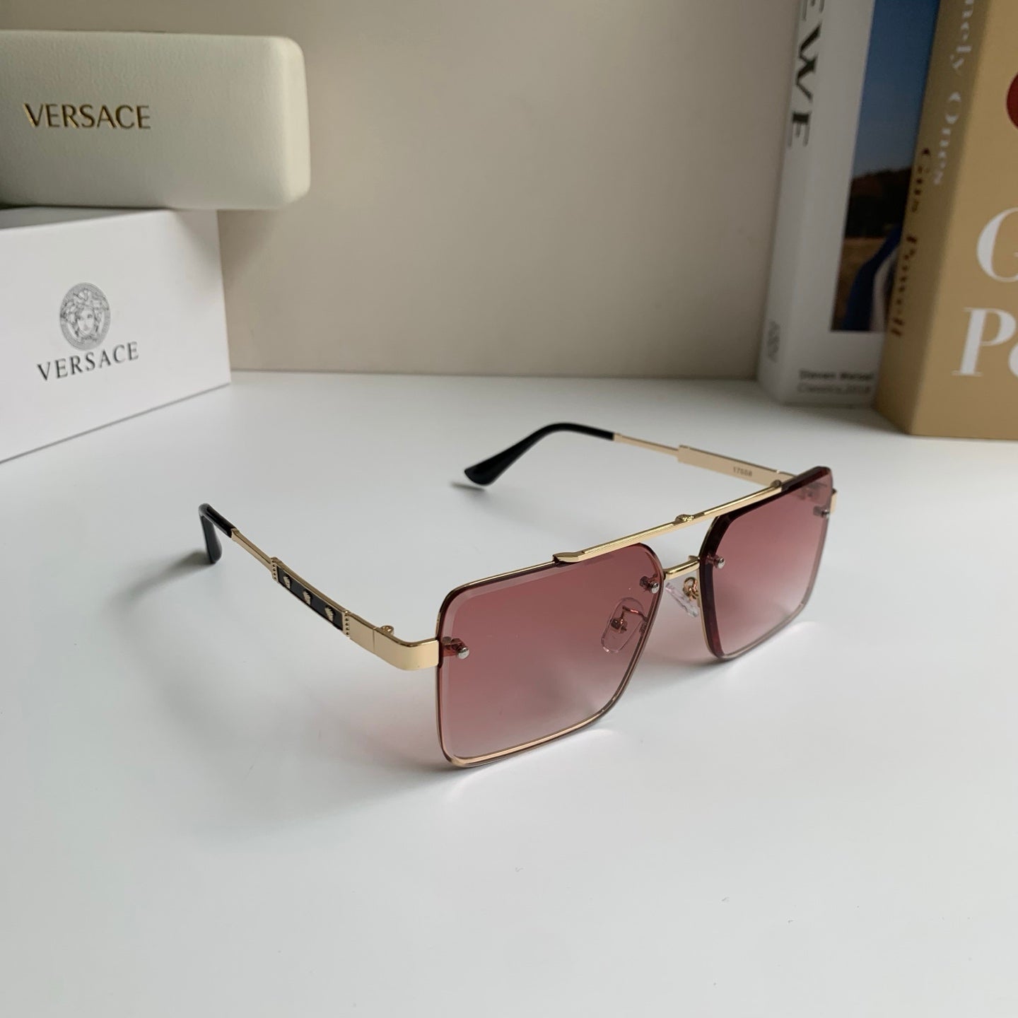 Versace Polarized Metal Square Silver Lens Sunglasses for Men & Women - 432805