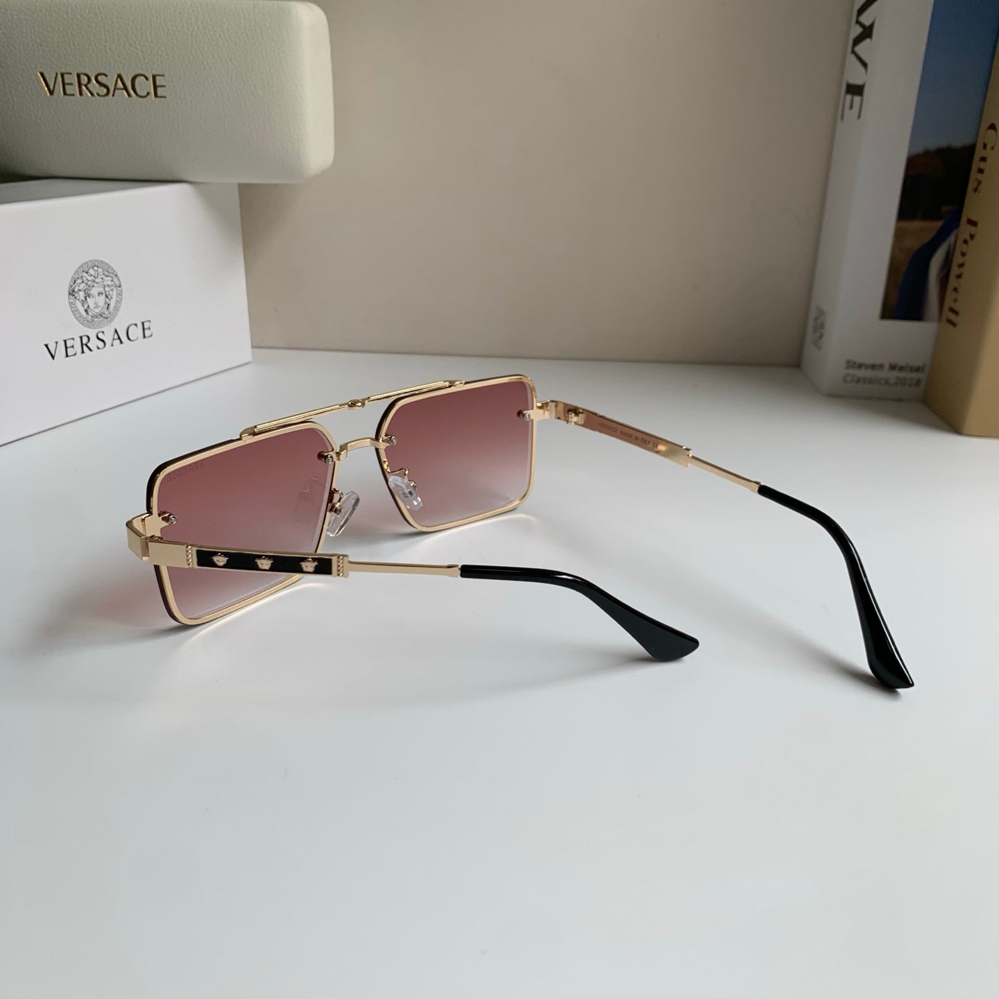 Versace Polarized Metal Square Silver Lens Sunglasses for Men & Women - 432805 - detail image 7