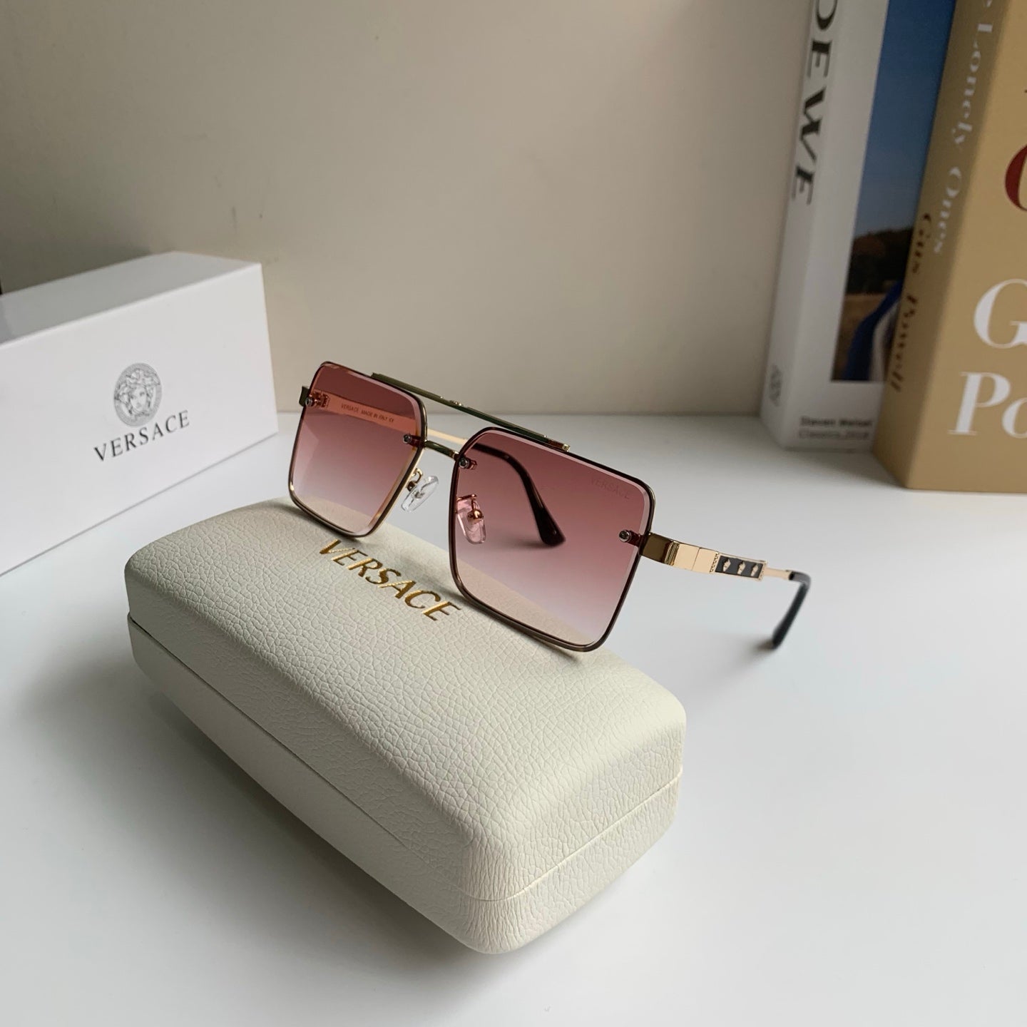 Versace Polarized Metal Square Silver Lens Sunglasses for Men & Women - 432805 - detail image 4