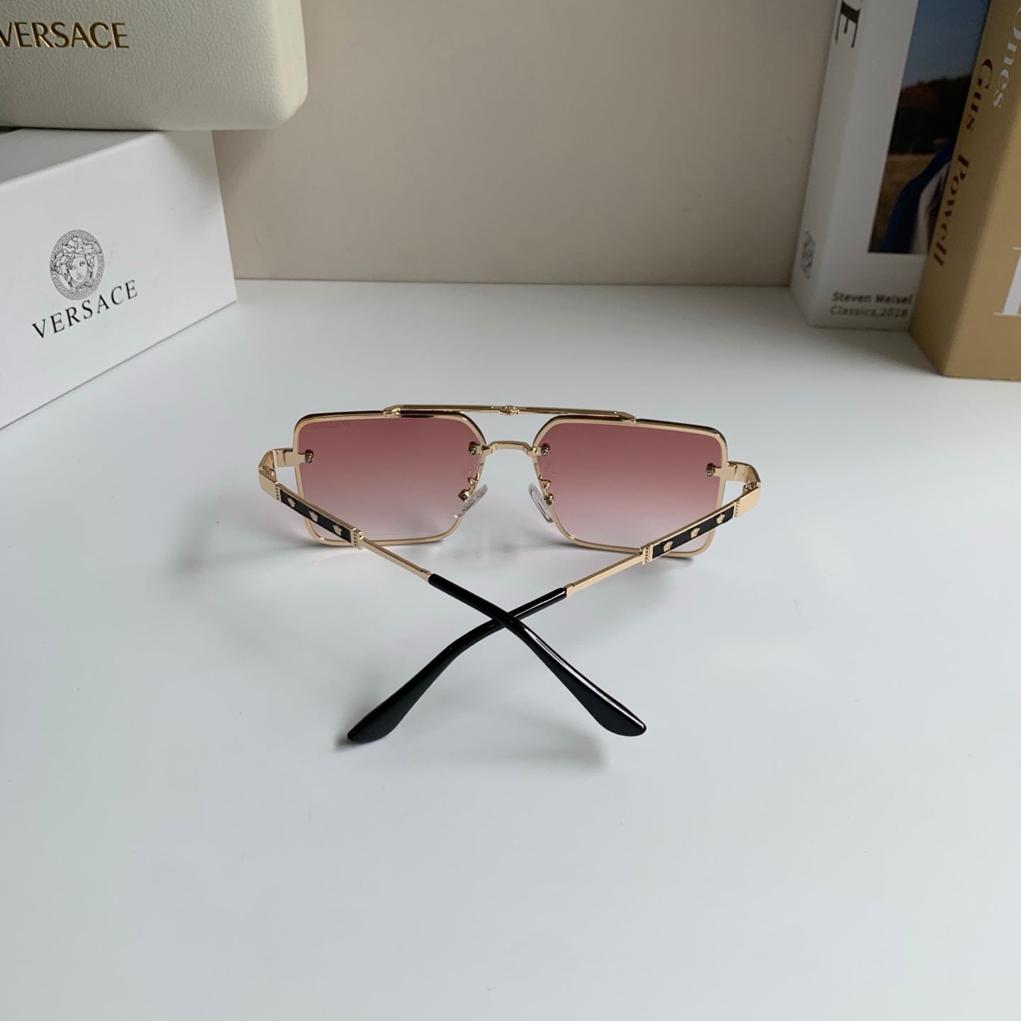 Versace Polarized Metal Square Silver Lens Sunglasses for Men & Women - 432805 - detail image 8