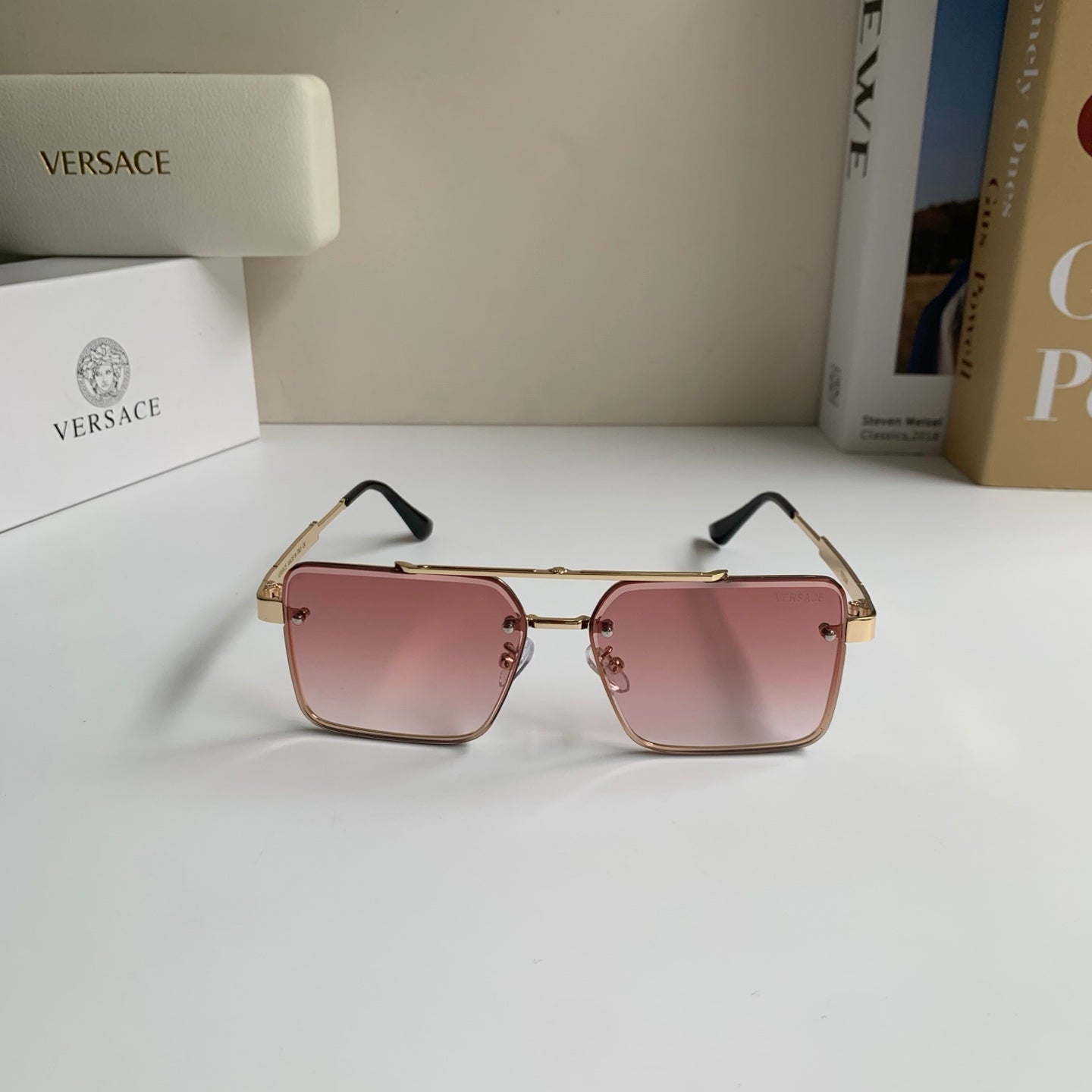 Versace Polarized Metal Square Silver Lens Sunglasses for Men & Women - 432805 - detail image 5