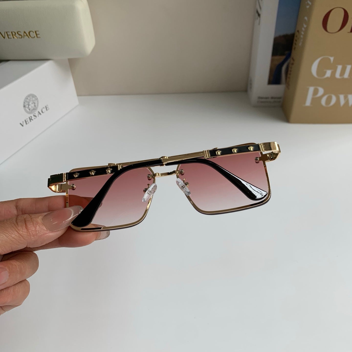 Versace Polarized Metal Square Silver Lens Sunglasses for Men & Women - 432805 - detail image 6