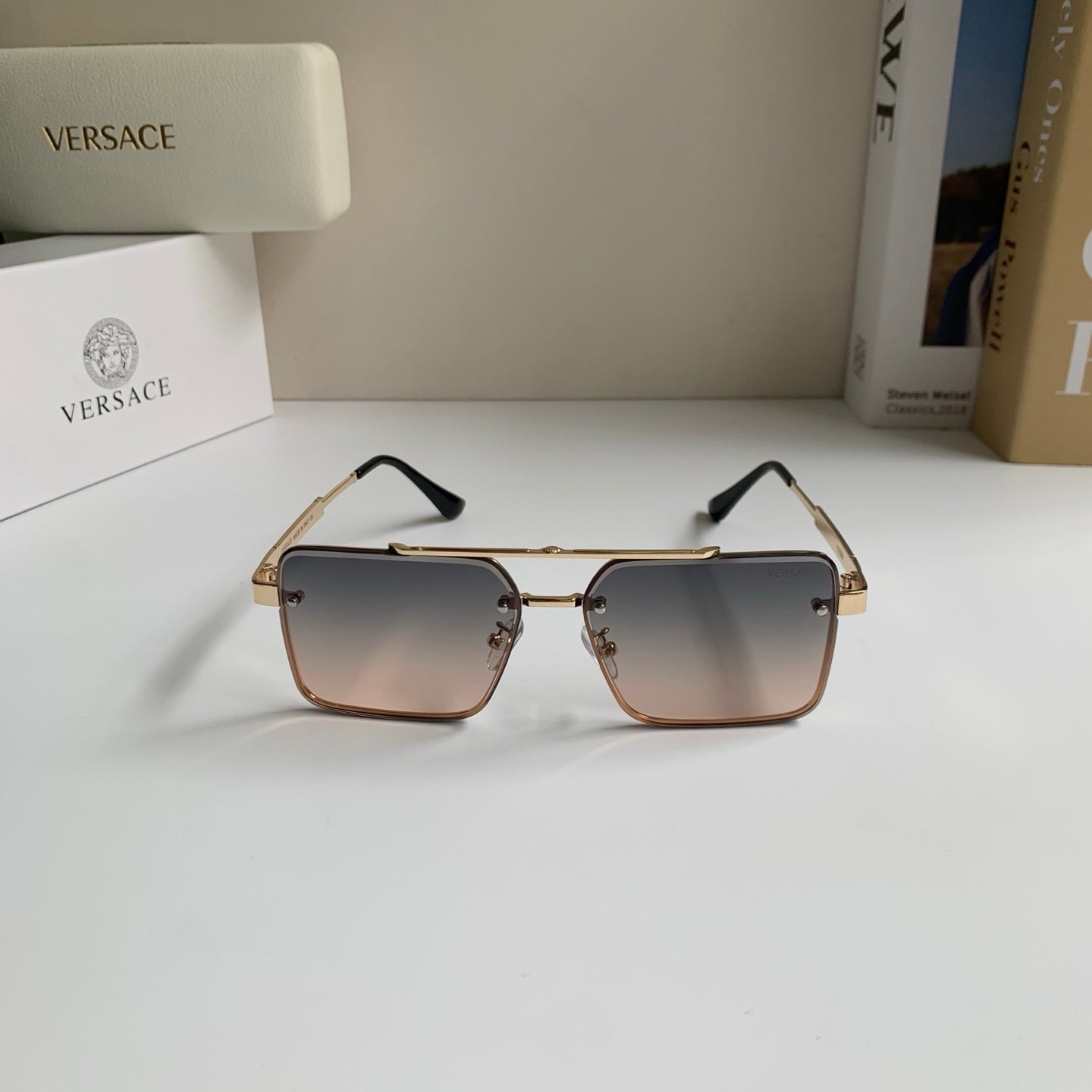 Versace Polarized Metal Square Silver Lens Sunglasses for Men & Women - 432806 - detail image 3