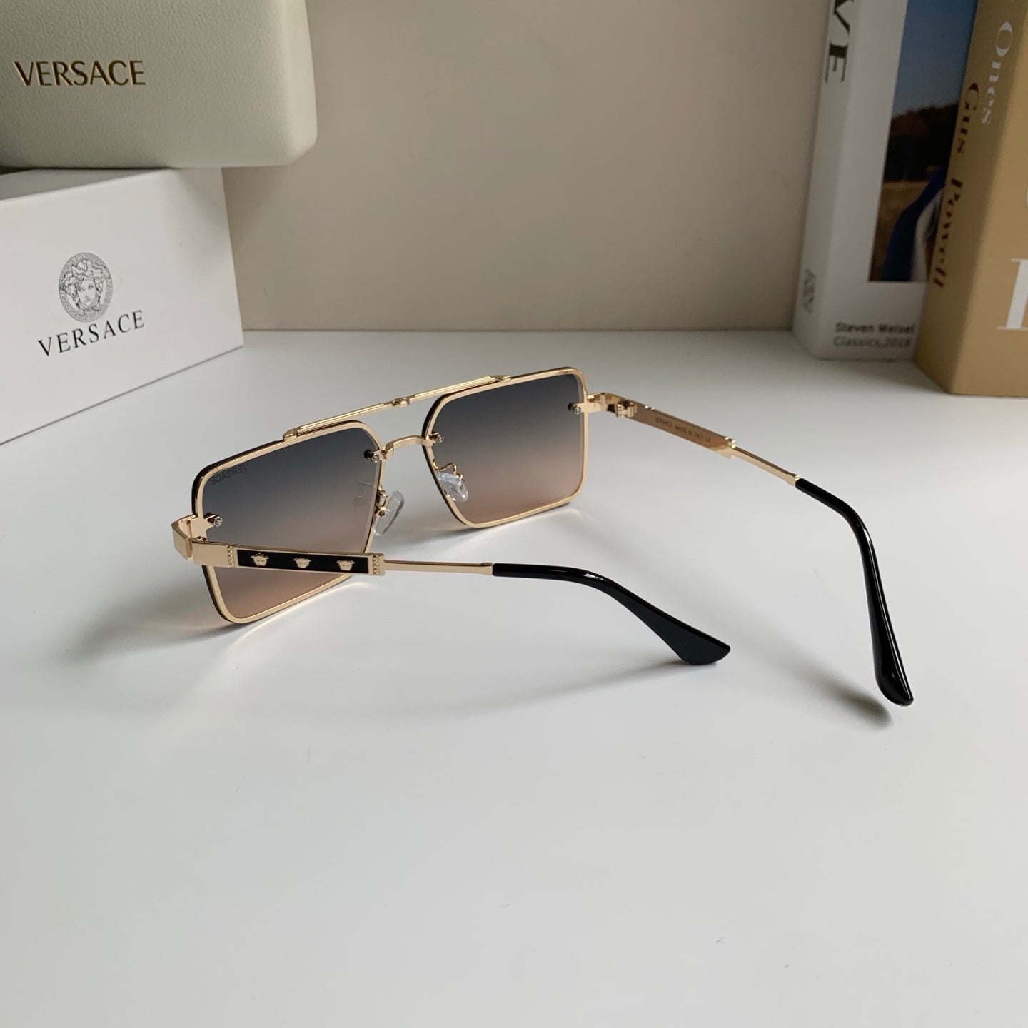 Versace Polarized Metal Square Silver Lens Sunglasses for Men & Women - 432806 - detail image 6