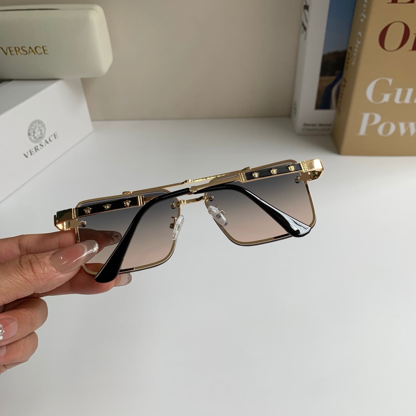 Versace Polarized Metal Square Silver Lens Sunglasses for Men & Women - 432806 - detail image 8
