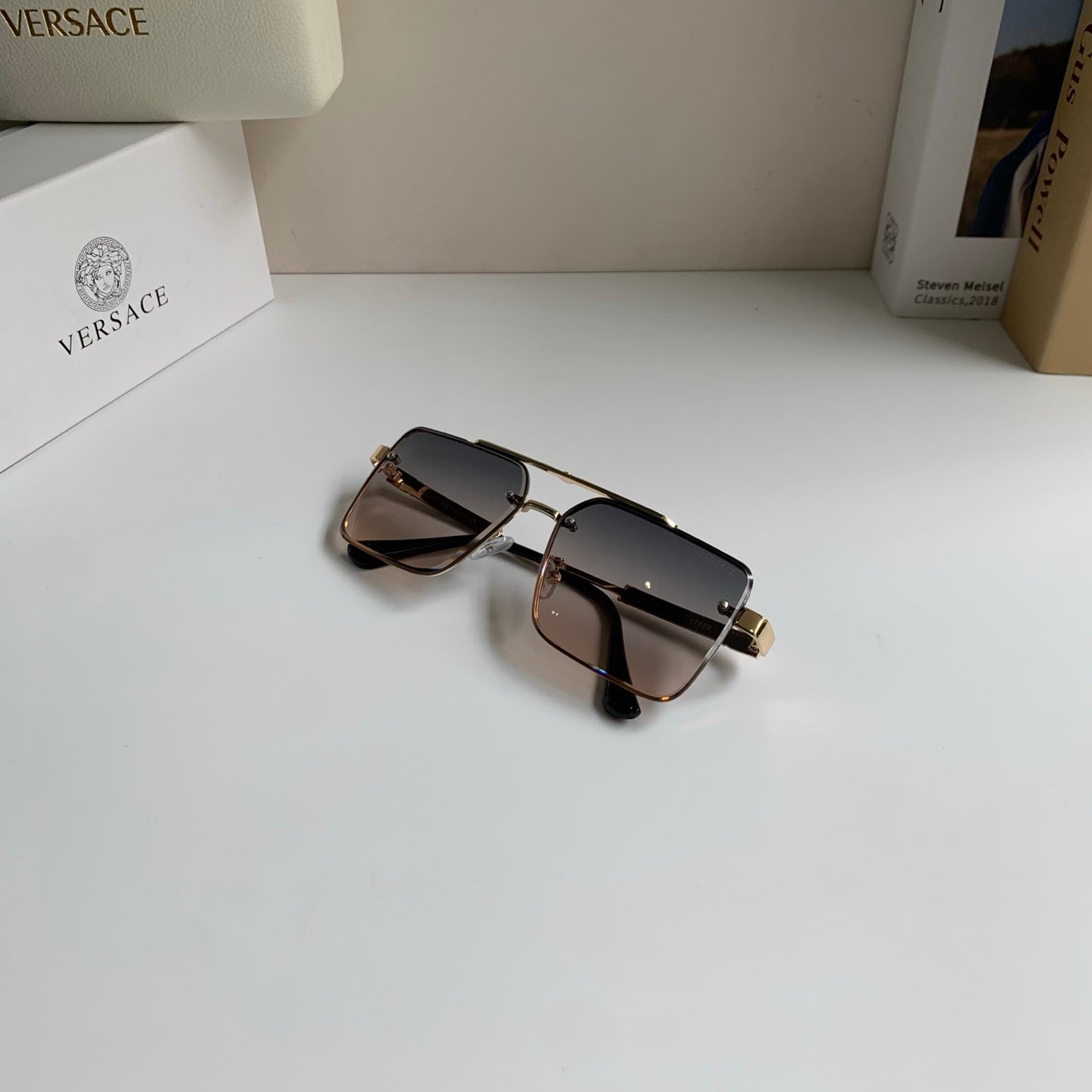 Versace Polarized Metal Square Silver Lens Sunglasses for Men & Women - 432806 - detail image 4