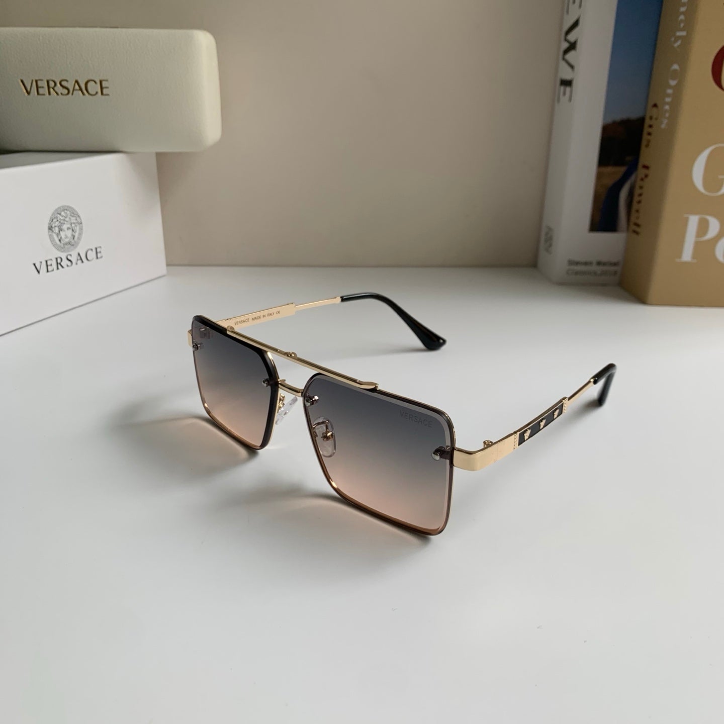 Versace Polarized Metal Square Silver Lens Sunglasses for Men & Women - 432806 - detail image 2
