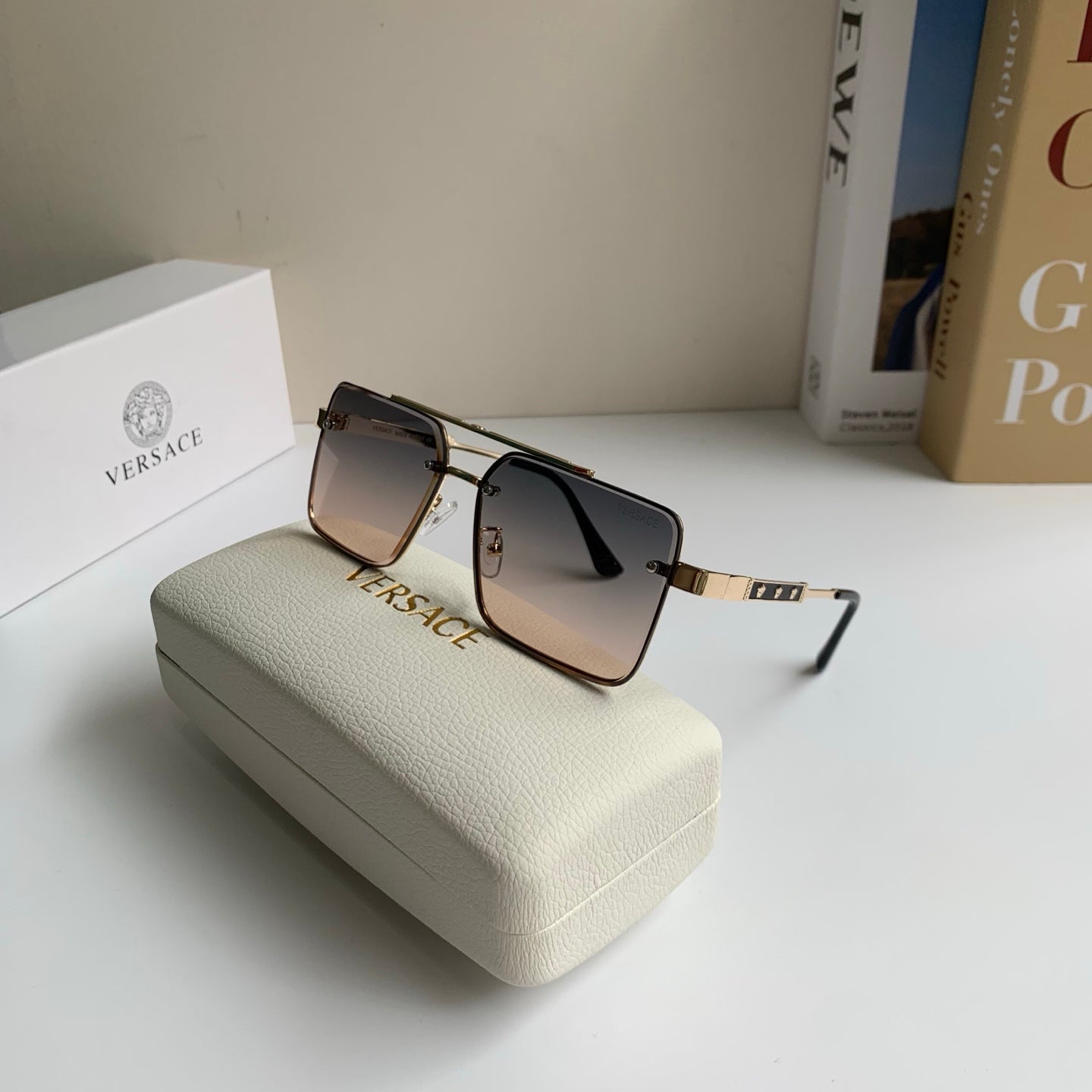 Versace Polarized Metal Square Silver Lens Sunglasses for Men & Women - 432806 - detail image 5