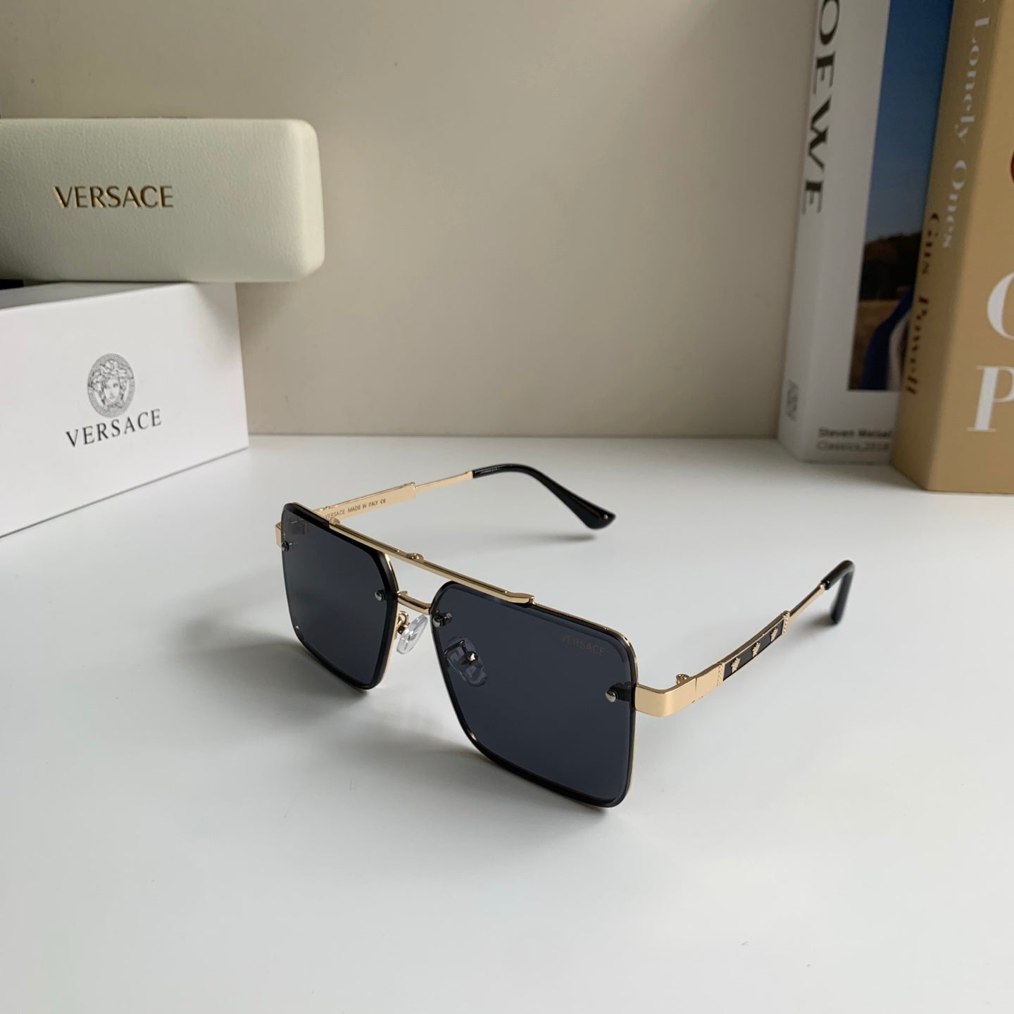 Versace Polarized Metal Square Silver Lens Sunglasses for Men & Women - 432807 - detail image 2