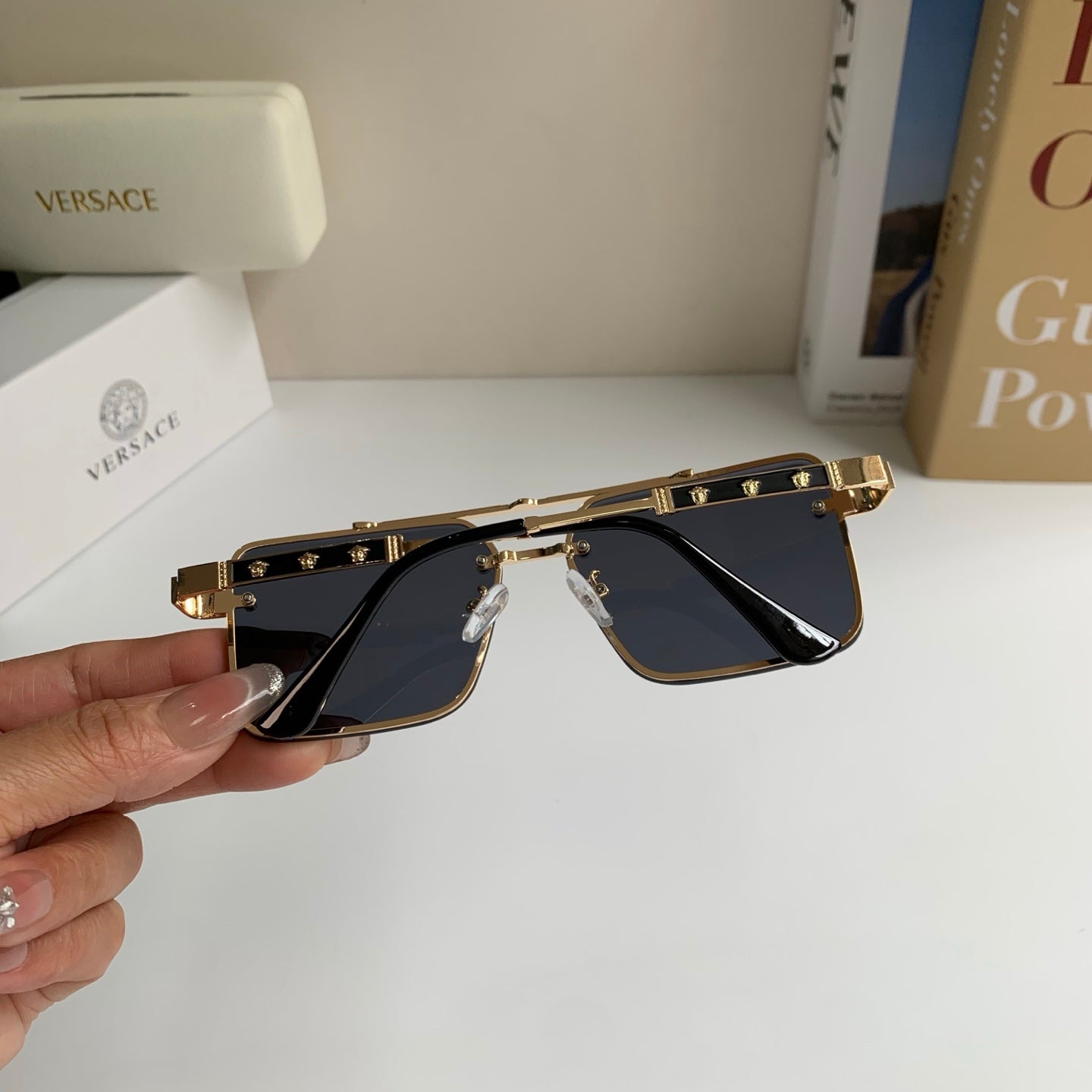 Versace Polarized Metal Square Silver Lens Sunglasses for Men & Women - 432807 - detail image 8