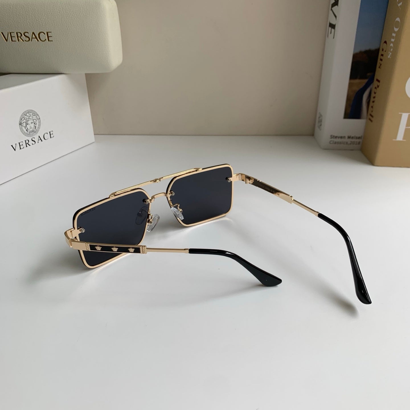 Versace Polarized Metal Square Silver Lens Sunglasses for Men & Women - 432807 - detail image 7