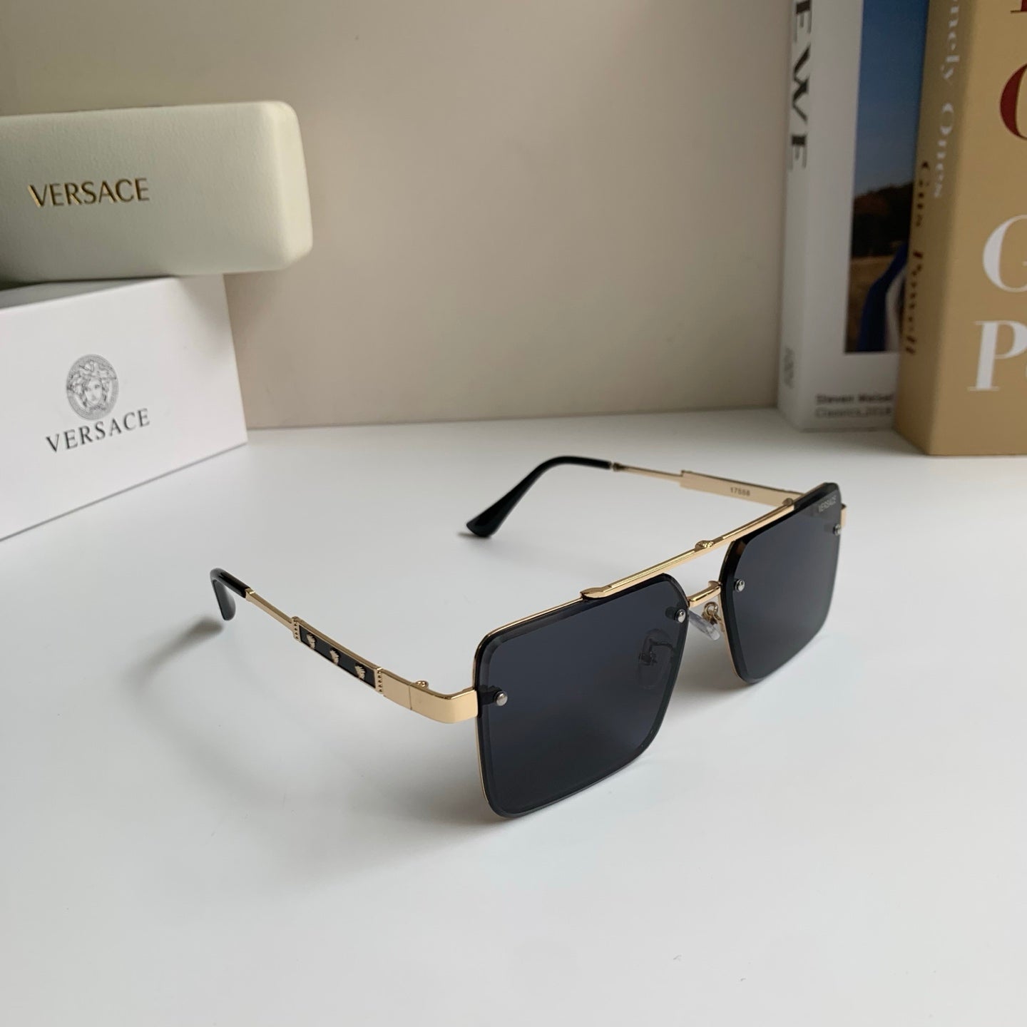 Versace Polarized Metal Square Silver Lens Sunglasses for Men & Women - 432807