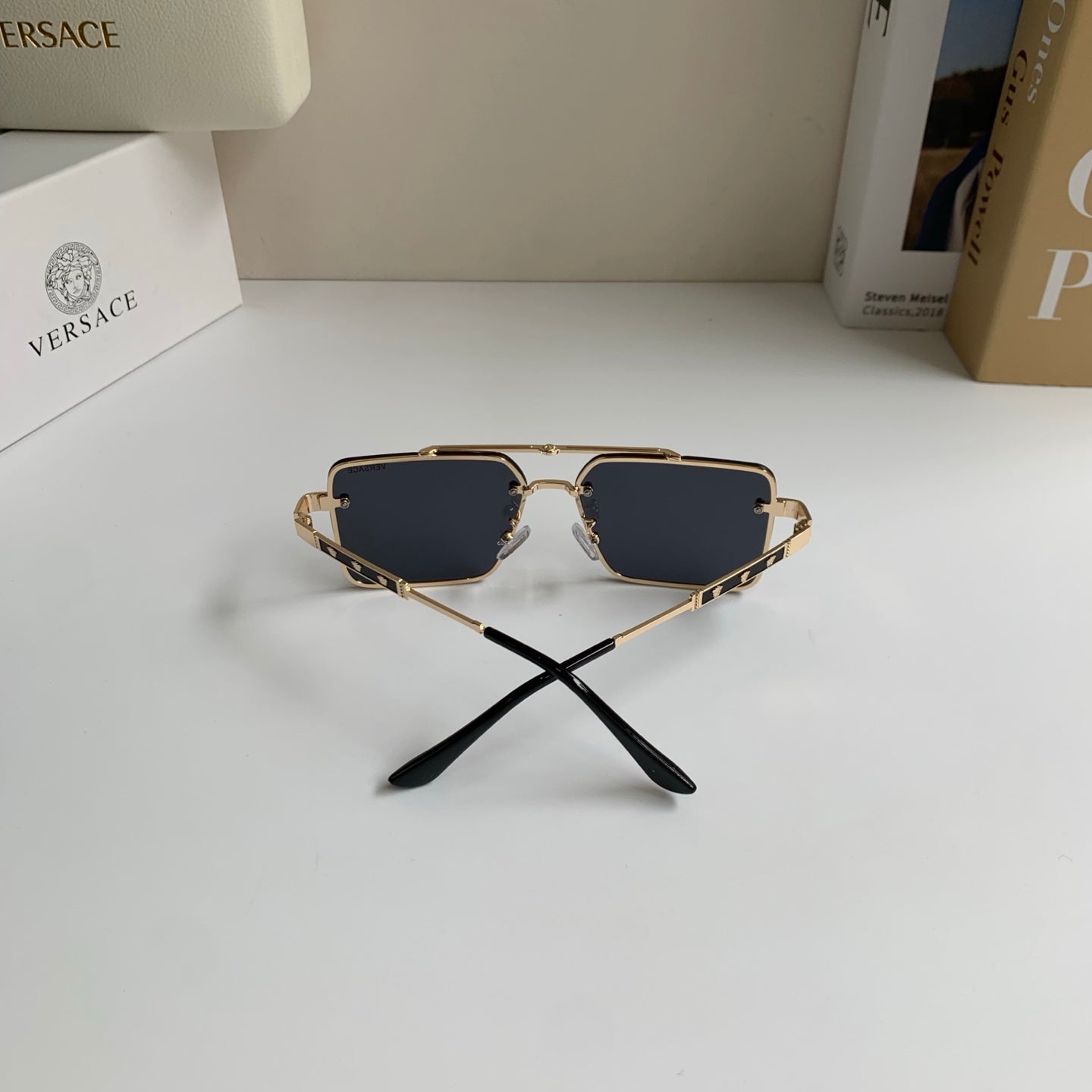 Versace Polarized Metal Square Silver Lens Sunglasses for Men & Women - 432807 - detail image 9