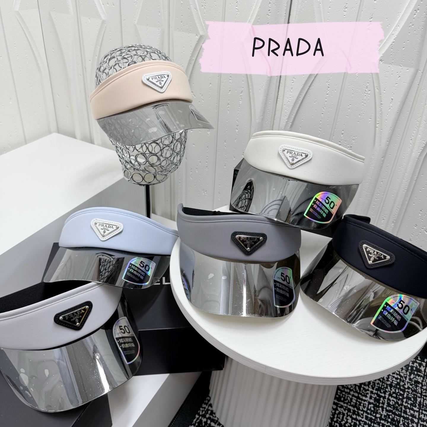 Prada Fashion Gray Sun Visor for Men & Women - 382658 - detail image 7