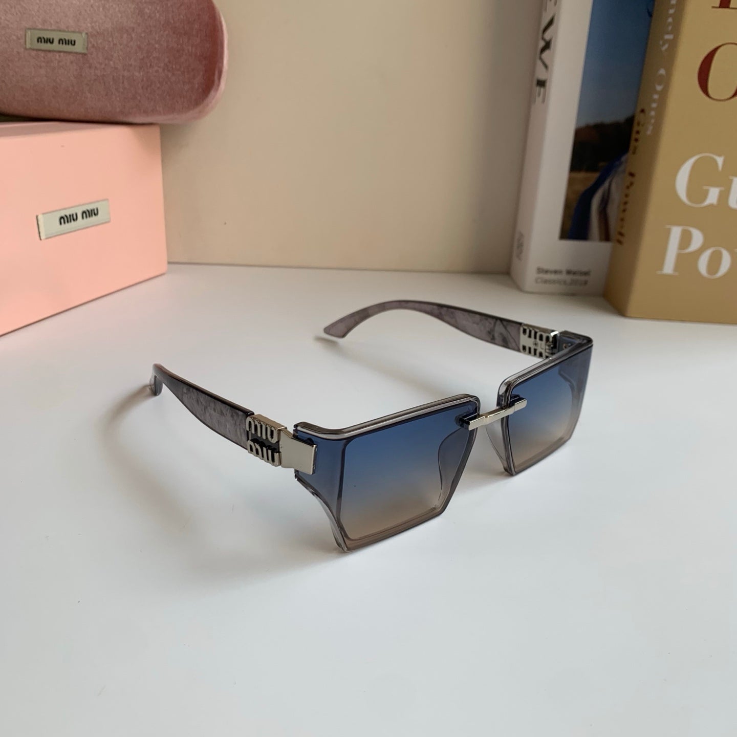 Miu Miu Square Silver Lens Sunglasses for Men & Women - 416207
