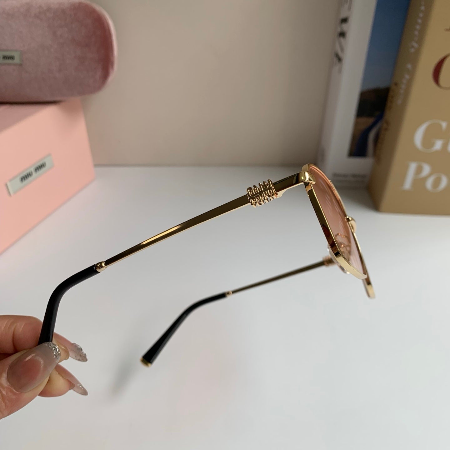 Miu Miu Metal Fashion Gold Lens Sunglasses for Men & Women - detail image 6