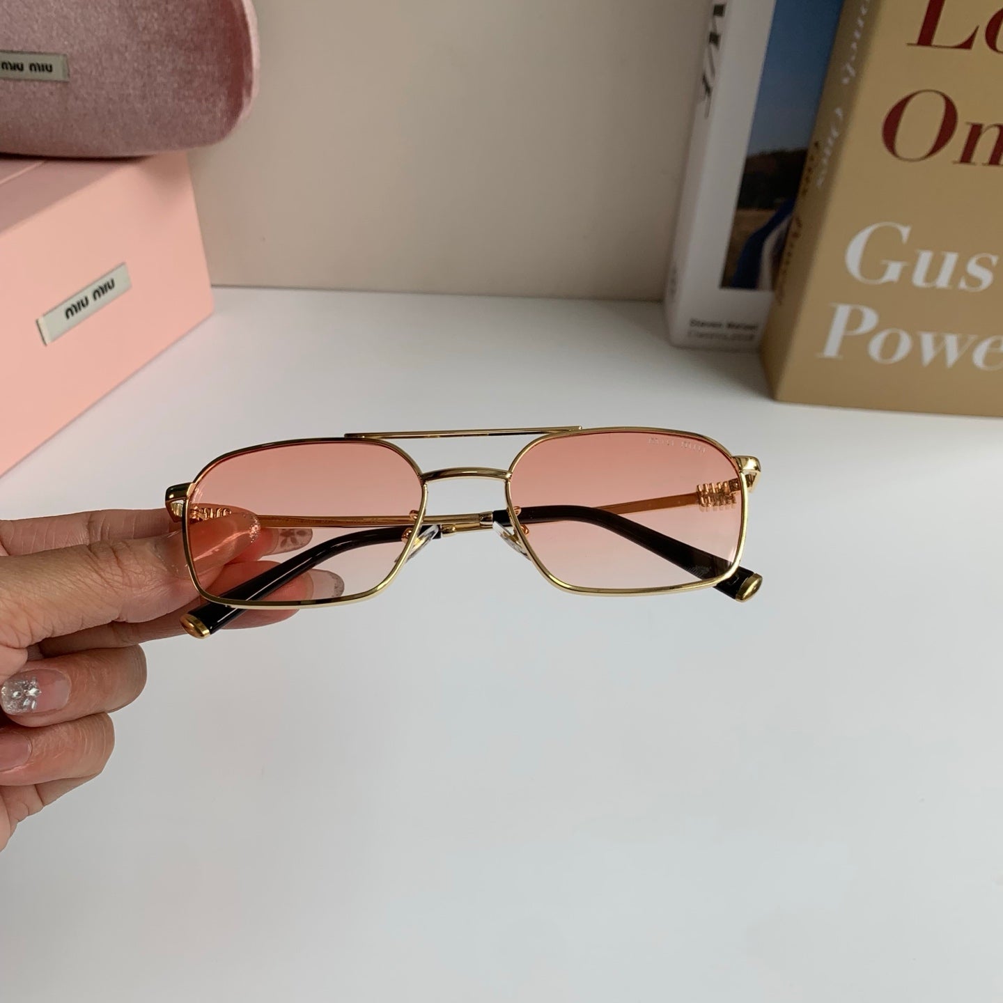 Miu Miu Metal Fashion Gold Lens Sunglasses for Men & Women - detail image 3