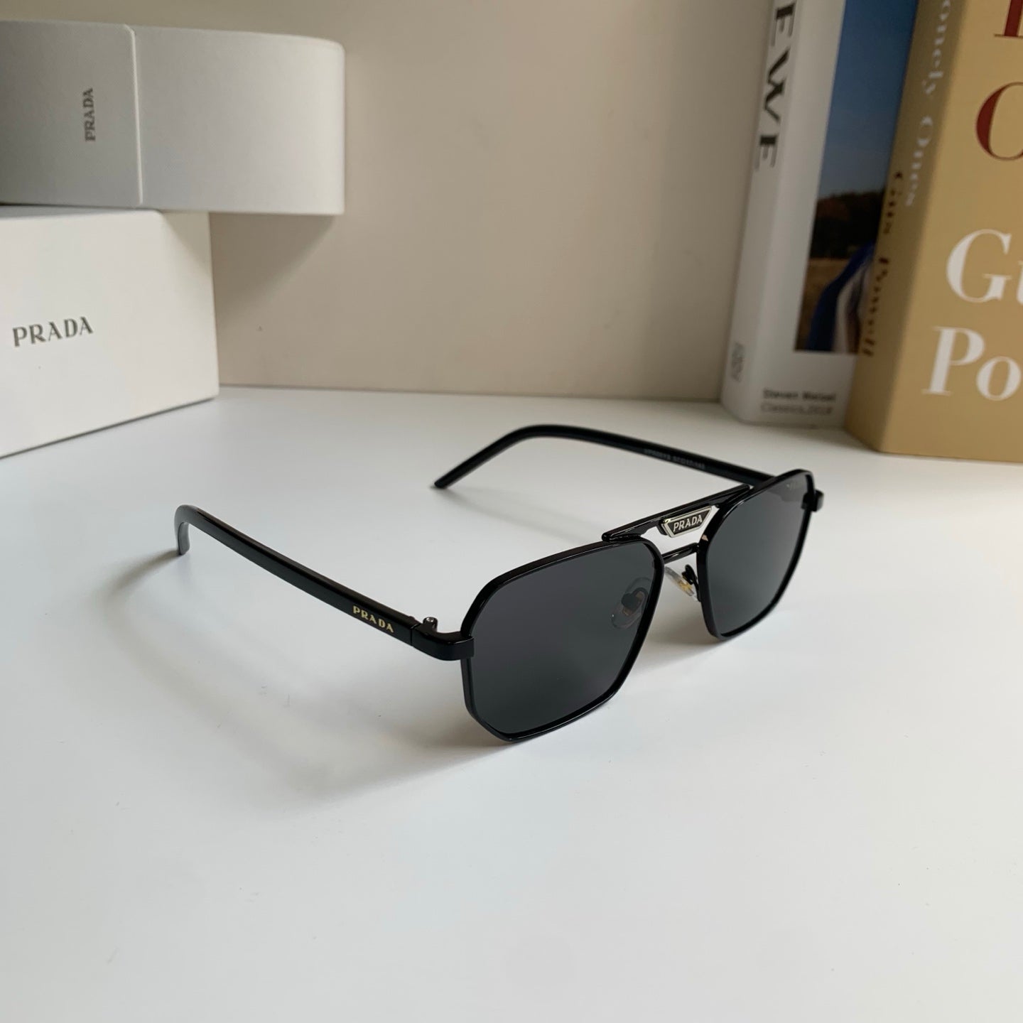Prada Metal Fashion Silver Lens Sunglasses for Men & Women - 382594